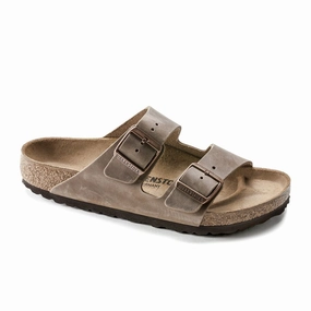 Birkenstock Arizona Slide Sandal (Unisex) - Tobacco Oiled Leather Beach Sandals for Men