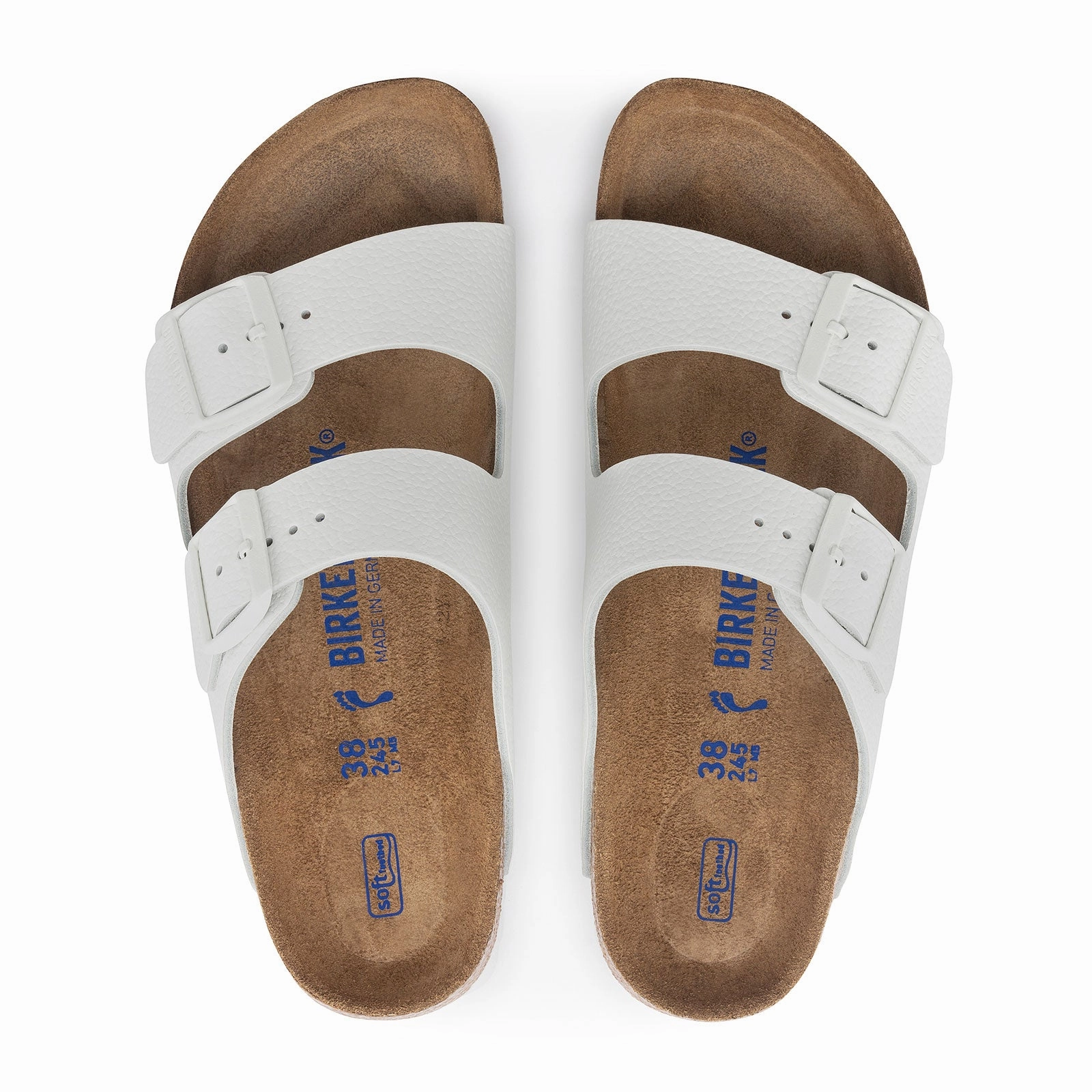 Contoured Heel Support Birkenstock Arizona Slide Sandal (Unisex) - White Leather