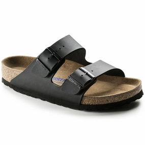BIRKENSTOCK ARIZONA SOFT FOOTBED BLACK BIRKO-FLOR REGULAR UNISEX Rubberized Grip Coating Y Strap Design