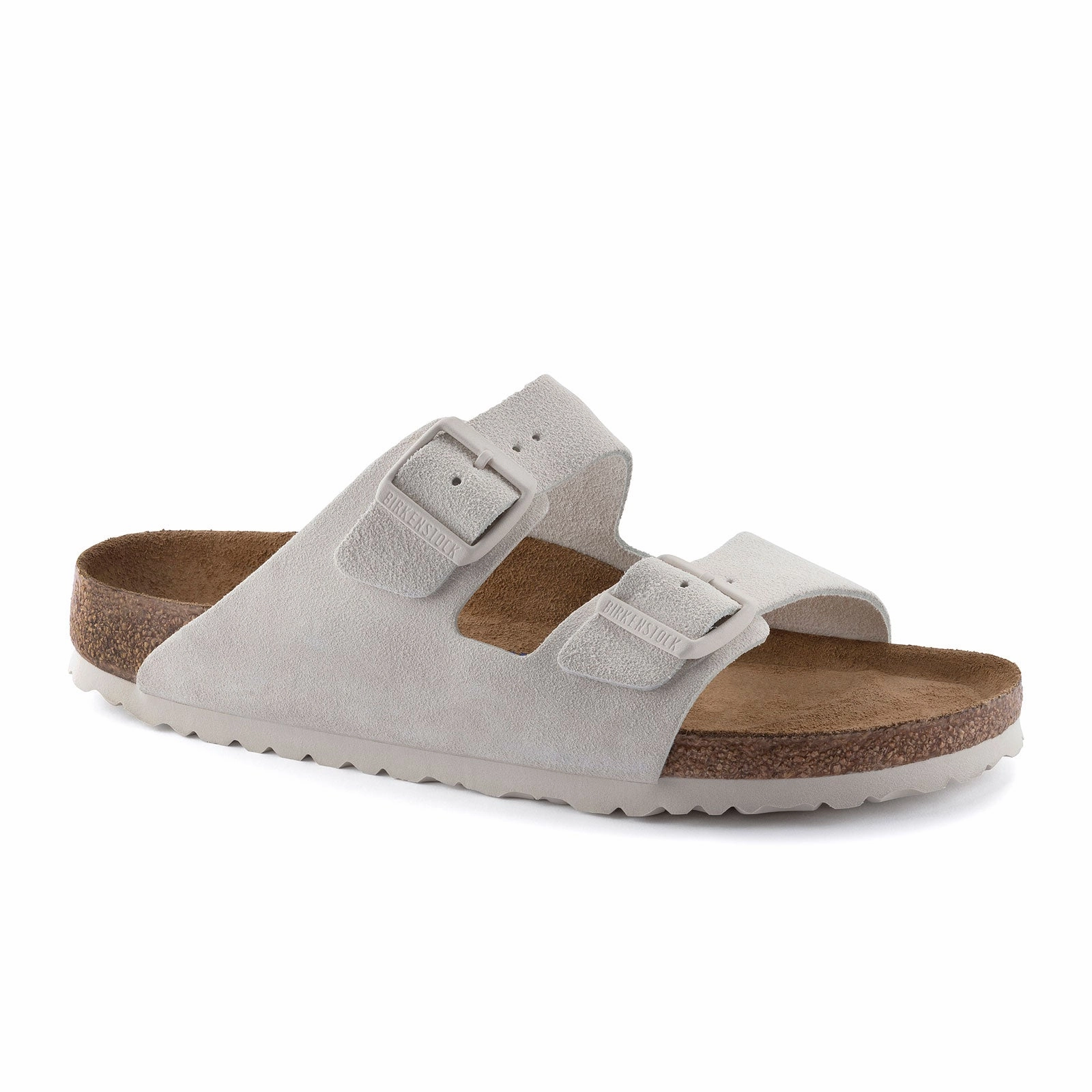 Birkenstock Arizona Soft Footbed Narrow Slide Sandal (Women) - Antique White Suede Neutral Look