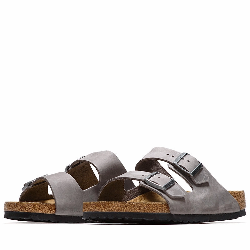 Iconic arch Birkenstock Arizona Soft Footbed Oiled Leather - Iron