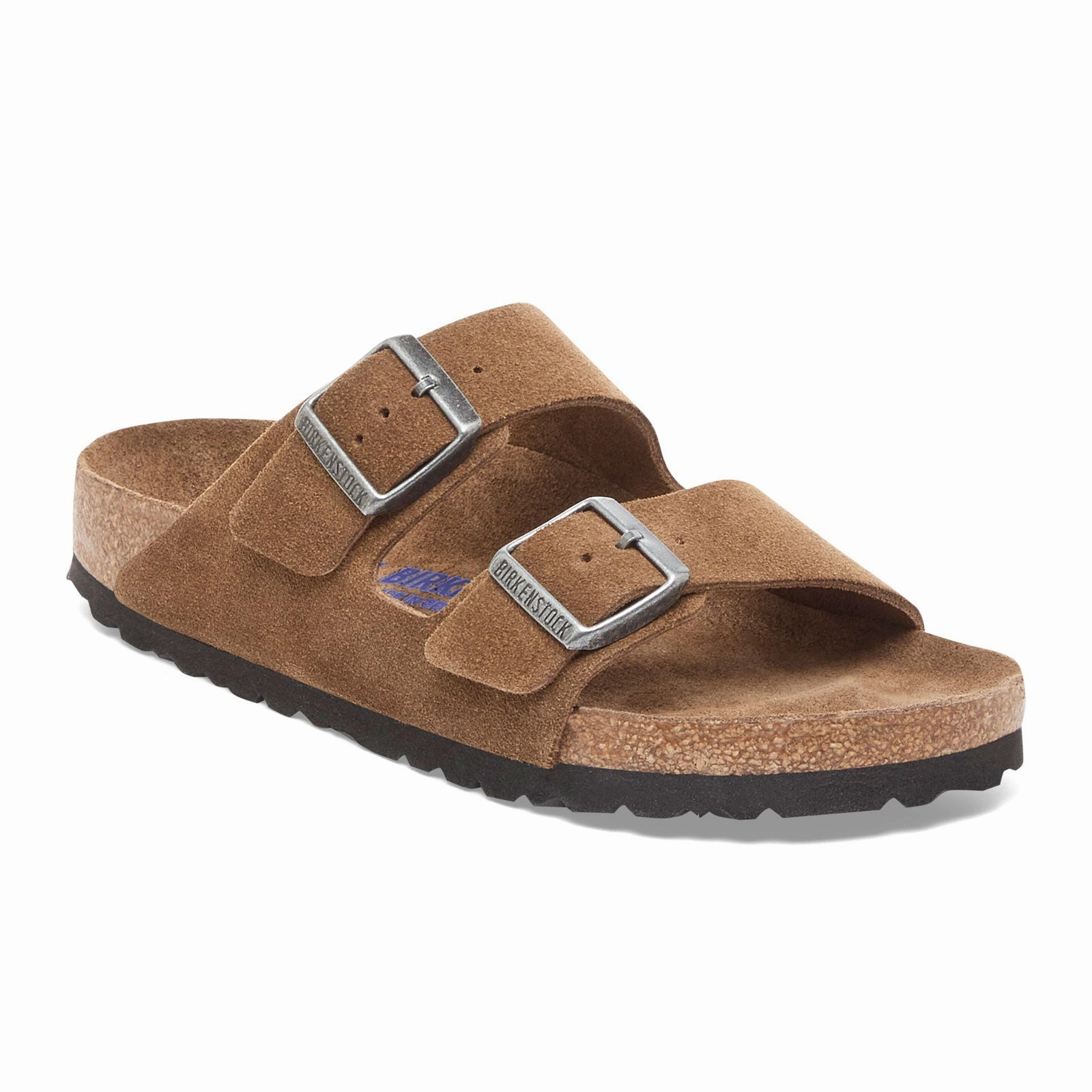 Breathable mesh upper Birkenstock Arizona Soft Footbed Slide Sandal (Men) - Dark Tea Suede
