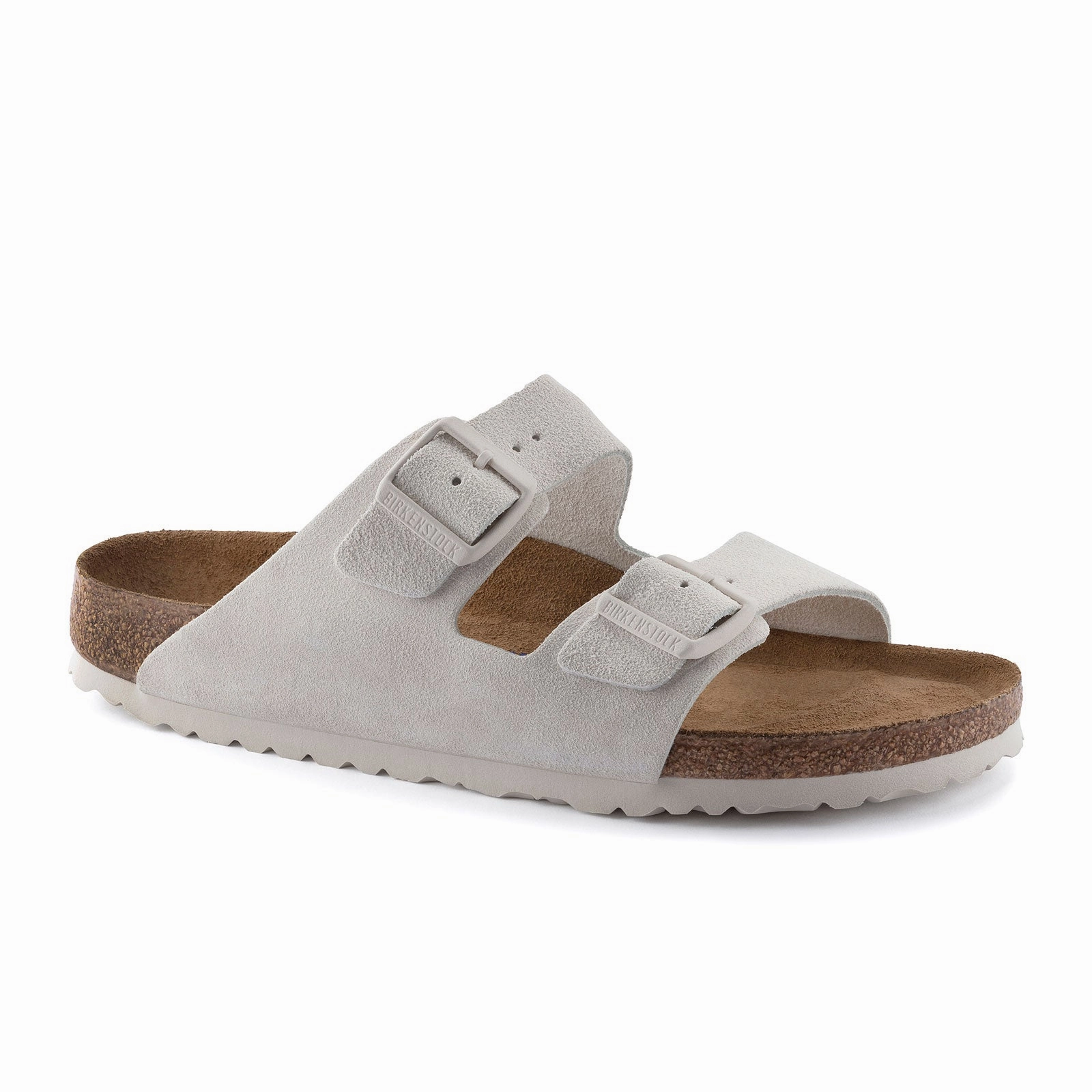 Birkenstock Arizona Soft Footbed Slide Sandal (Unisex) - Antique White Suede Recycled Components