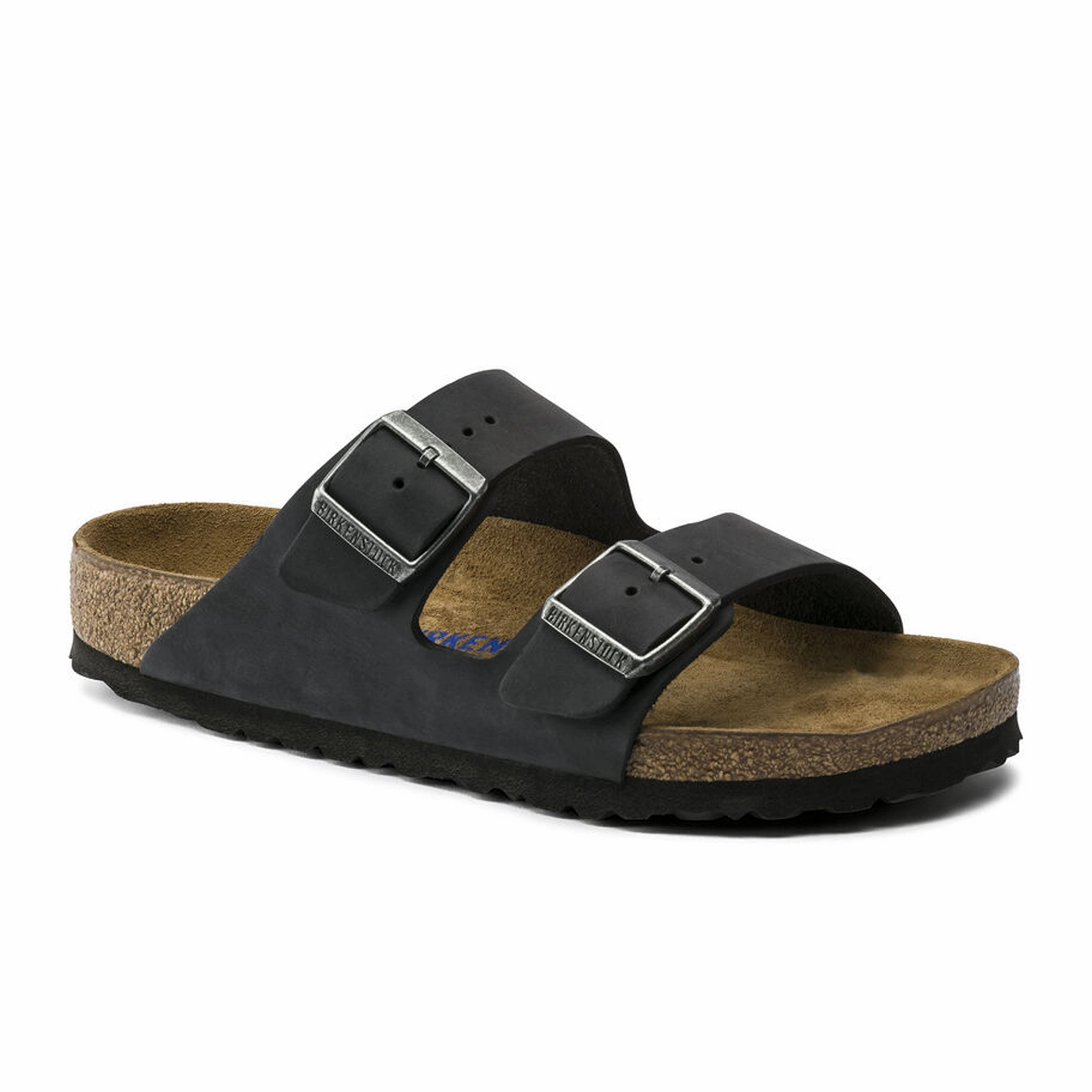 Birkenstock Arizona Soft Footbed Slide Sandal (Unisex) - Black Oiled Leather Free Step