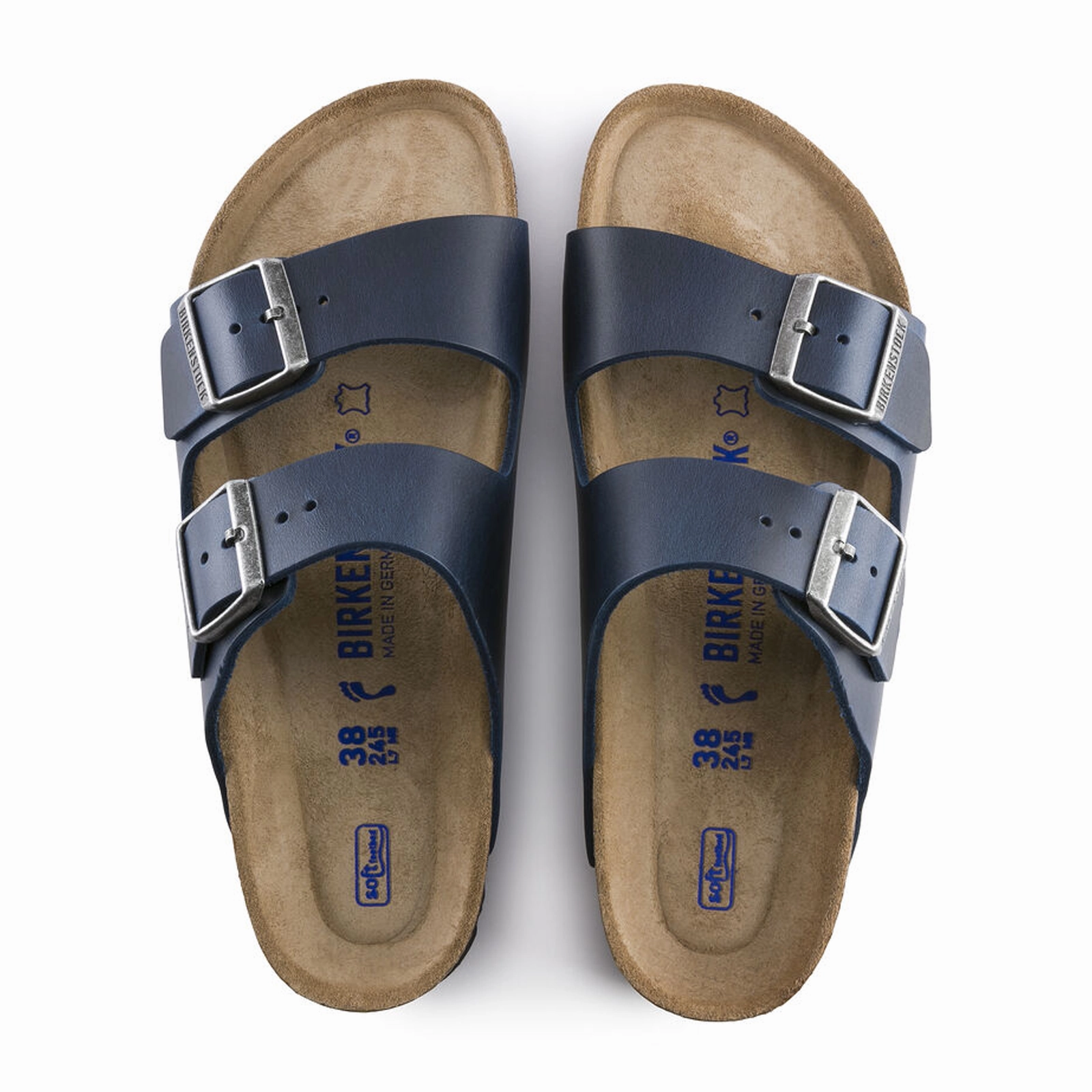 Birkenstock Arizona Soft Footbed Slide Sandal (Unisex) - Blue Oiled Leather Comfortable Support Comfortable Travel