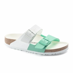 Easy Entry Water-resistant Birkenstock Arizona Split Slide Sandal (Women) - White/Bold Jade Birko-Flor