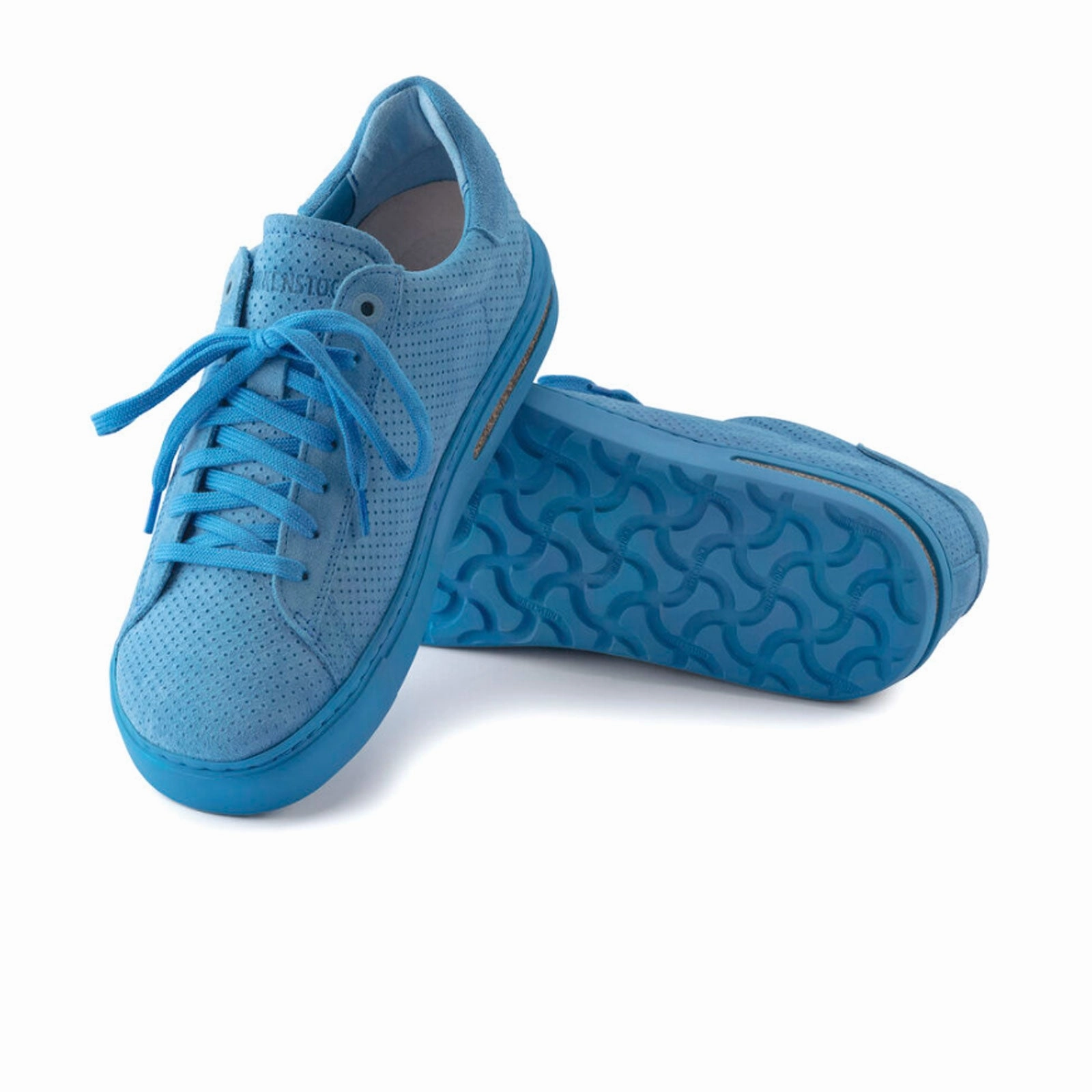 Birkenstock Bend Narrow Sneaker (Women) - Sky Blue Embossed Suede Microfiber Lining Stone Glow