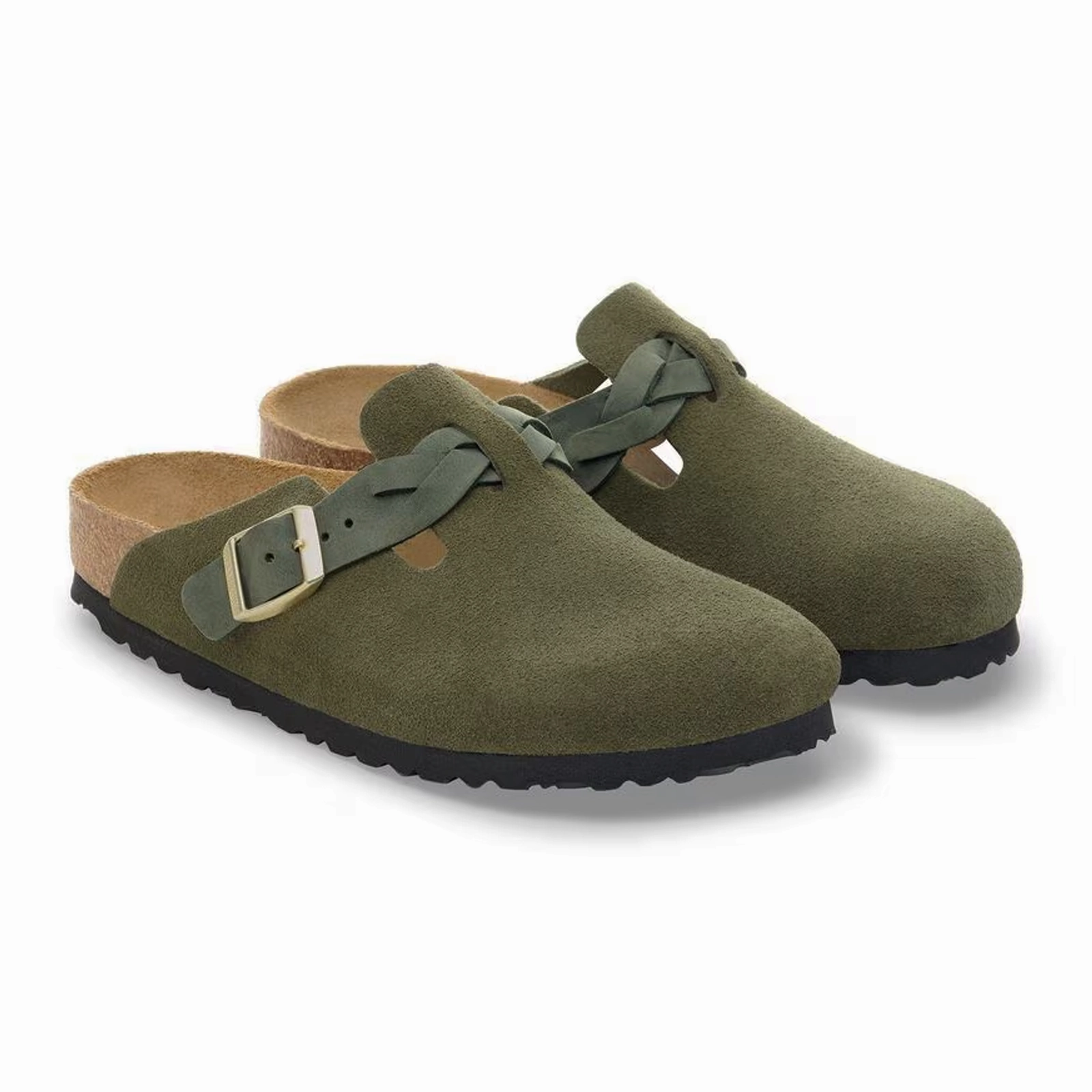 Stylish casual sandals Birkenstock Boston Braid Clog (Women) - Thyme Suede