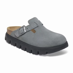 Ventilation Airflow Channels Ergonomic Arch Support Birkenstock Boston Chunky Clog (Women) - Basalt Gray Suede