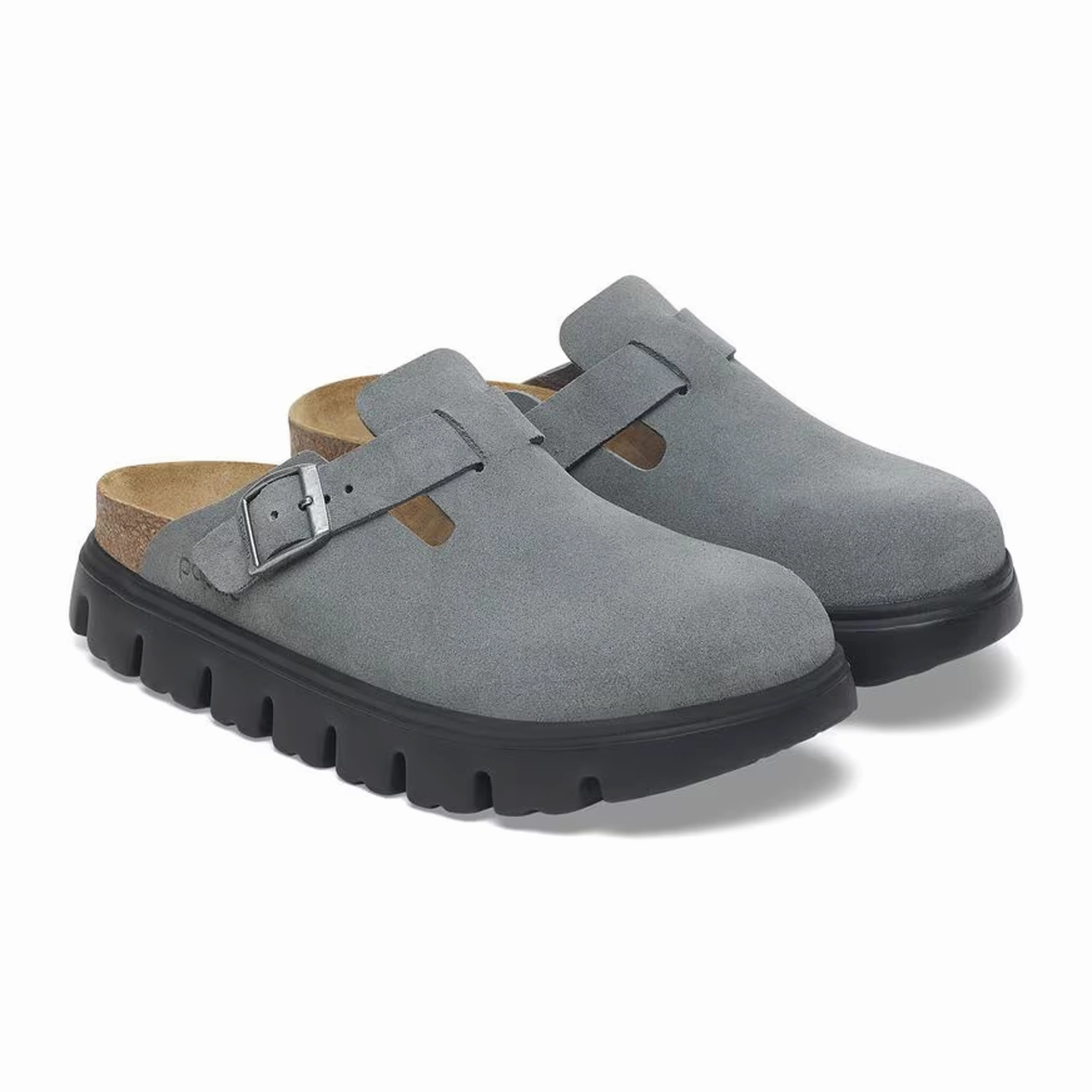 Birkenstock Boston Chunky Clog (Women) - Basalt Gray Suede Ergonomic arch Minimal Feel