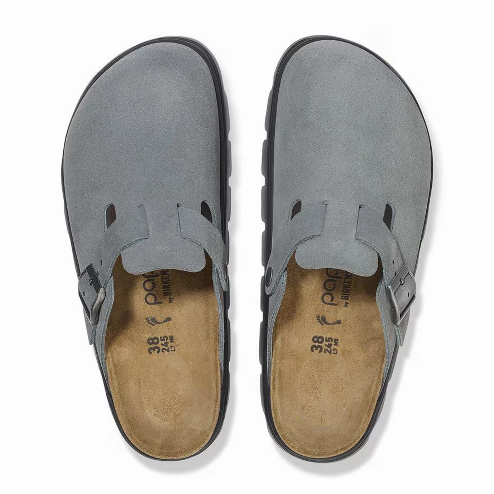 Birkenstock Boston Chunky Clog (Women) - Basalt Gray Suede Foot Support