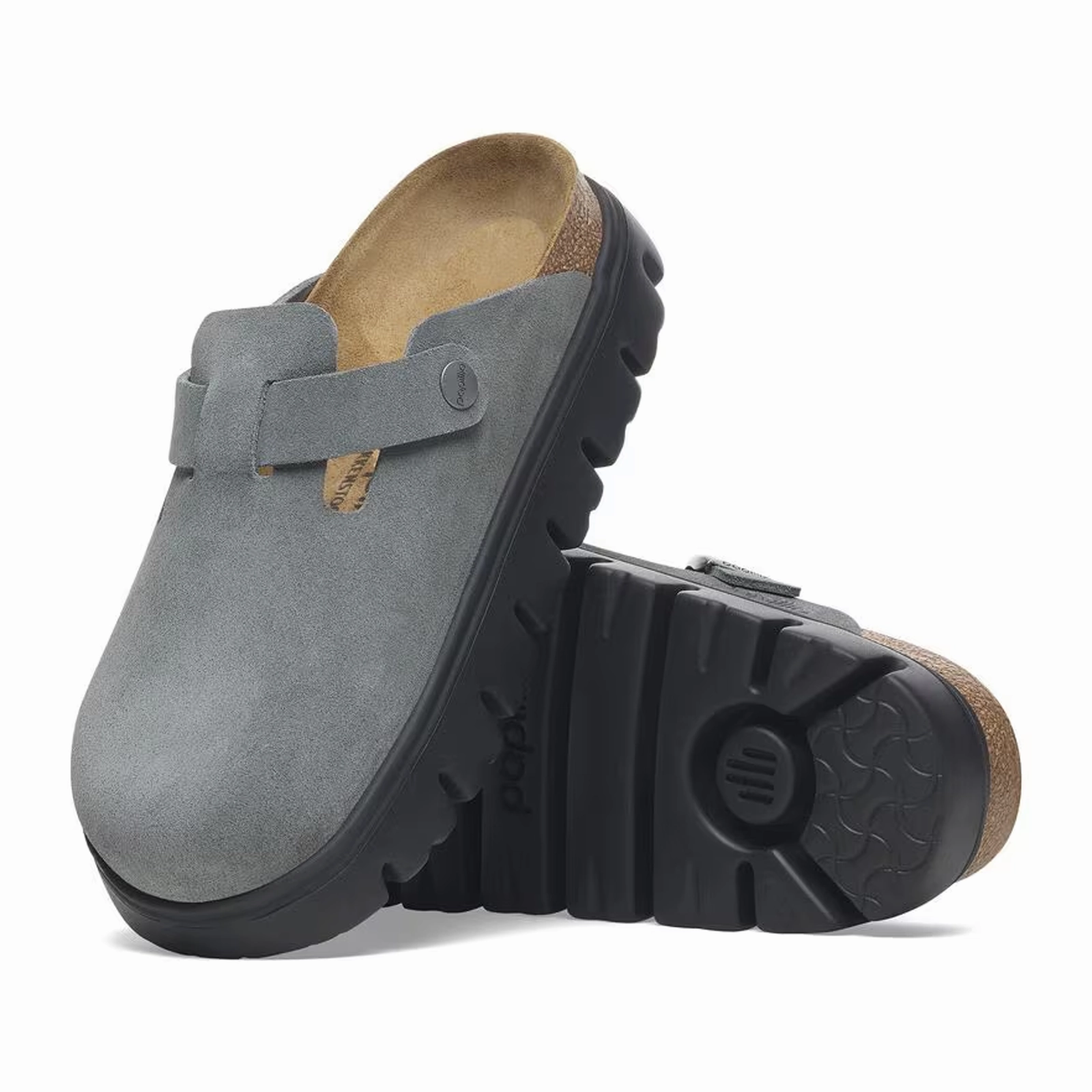Birkenstock Boston Chunky Clog (Women) - Basalt Gray Suede Versatile Outdoor Style Anti Slip Traction