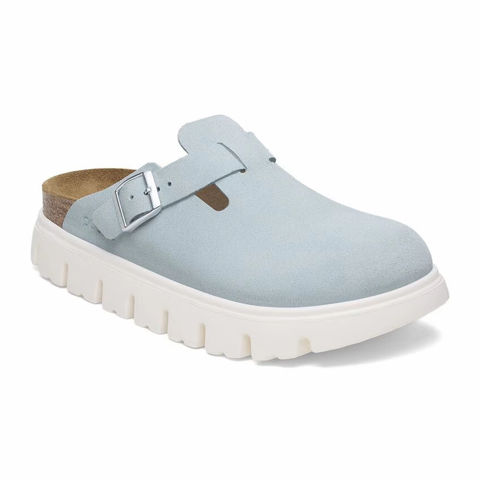 Birkenstock Boston Chunky Narrow Clog (Women) - Baby Blue Suede Multi Strap Cool Wear