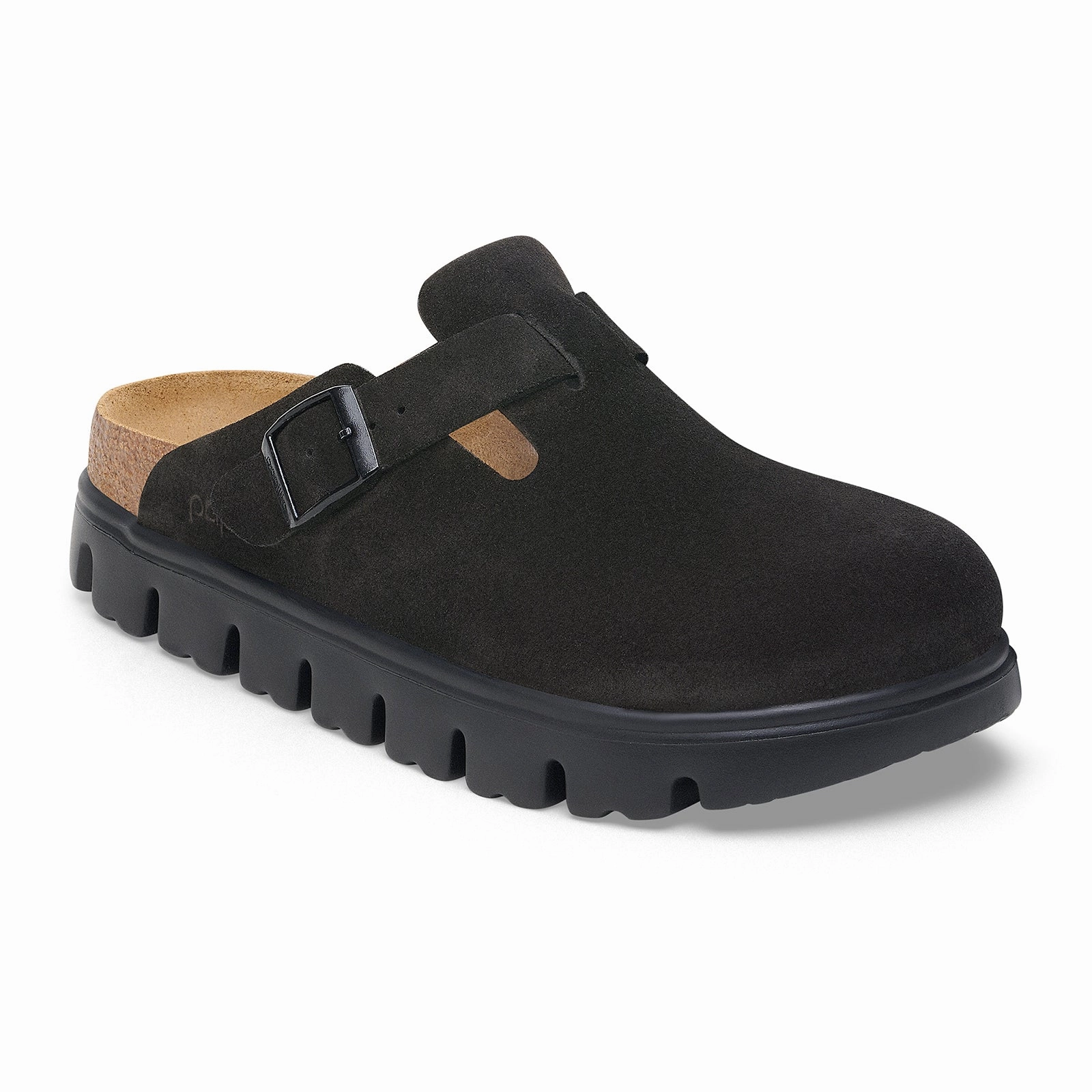 Birkenstock Boston Chunky Narrow Clog (Women) - Black Suede Multi Angle Traction Nodes