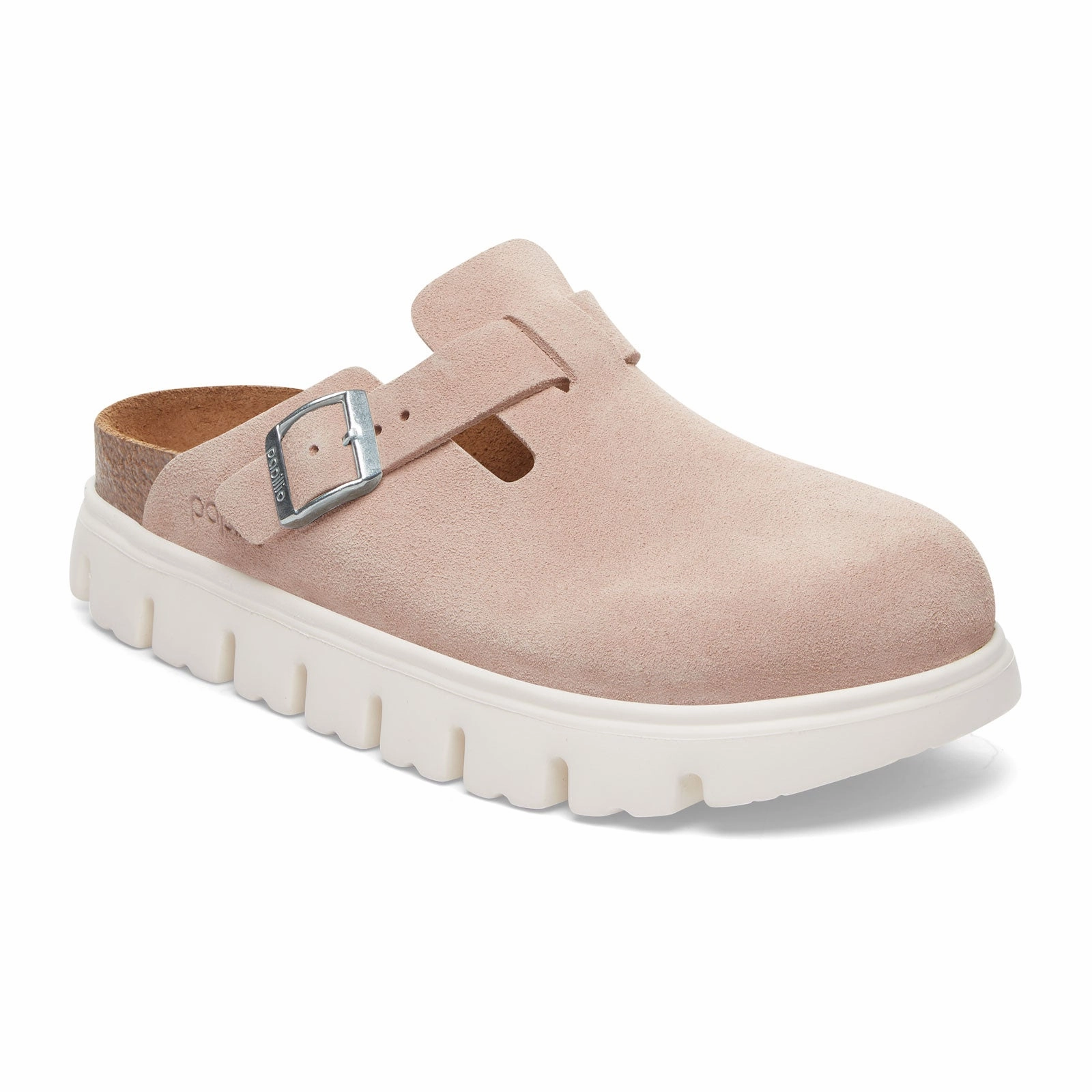 Laser Cut Perforation System Birkenstock Boston Chunky Narrow Clog (Women) - Light Rose Suede