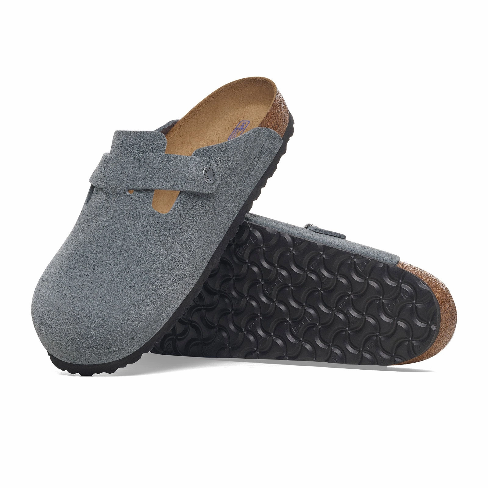 Lace Up System Open Toe Footwear Birkenstock Boston Clog (Men) - Basalt Gray Suede