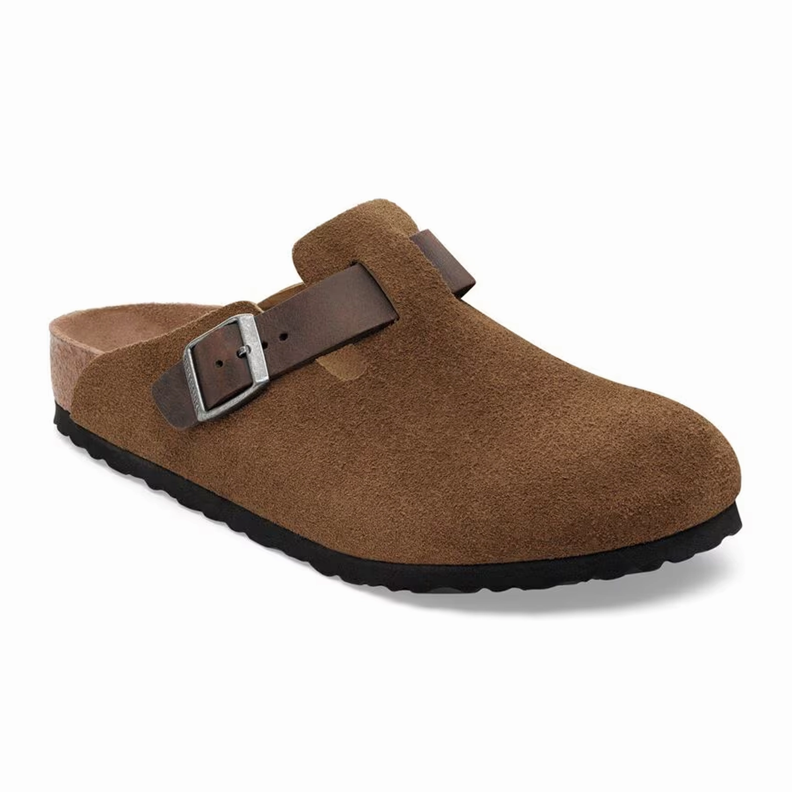 Birkenstock Boston Clog (Men) - Dark Tea Suede/Oiled Leather Low Heel