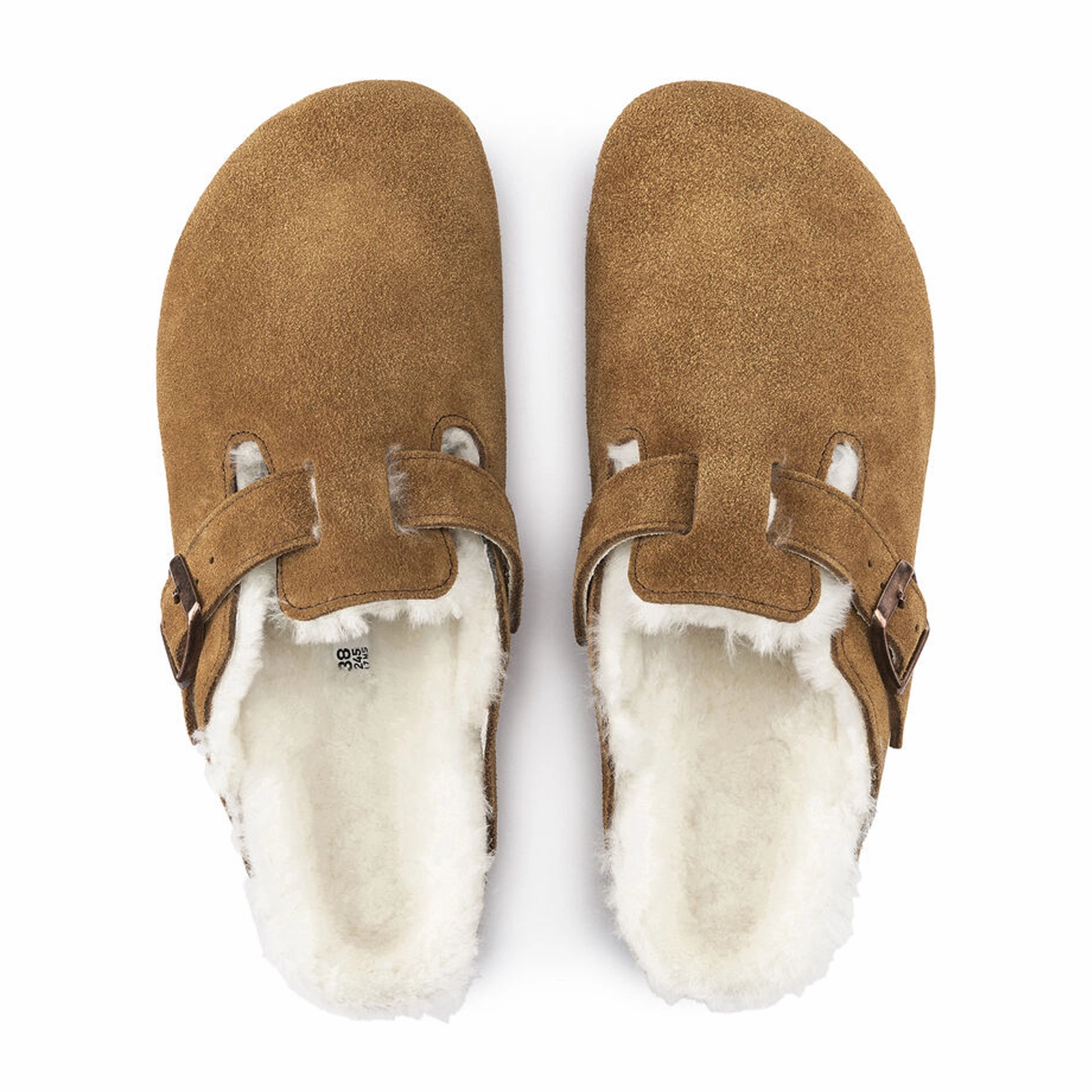 Birkenstock Boston Clog (Women) - Mink Suede/Natural Shearling Non-slip Fit Soft Leather