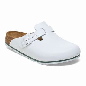 Birkenstock Boston Pro Narrow Clog (Women) - White Leather Sidewalk Ready