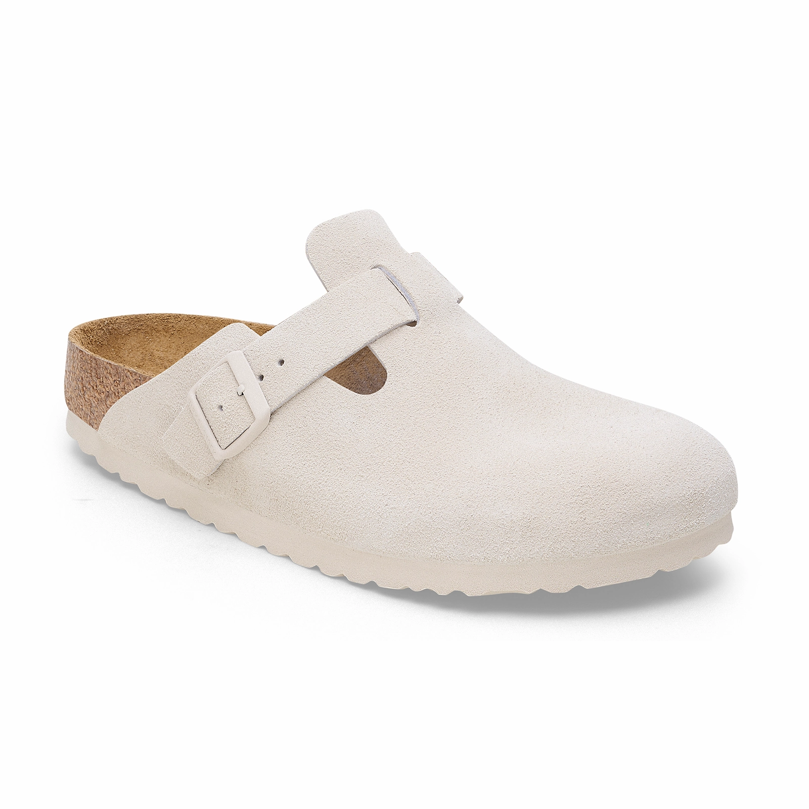 Relaxed Footwear Birkenstock Boston Soft Footbed Narrow Clog (Women) - Antique White Suede