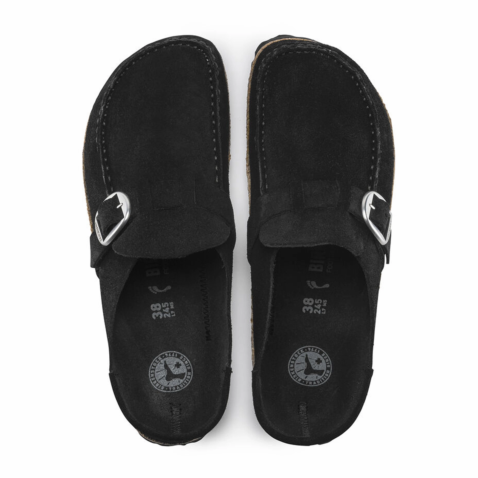 Adjustable Comfortable summer shoes Birkenstock Buckley Narrow Clog (Women) - Black Suede