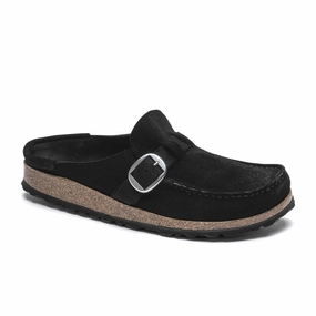 Active Motion Comfy lining Birkenstock Buckley Narrow Clog (Women) - Black Suede