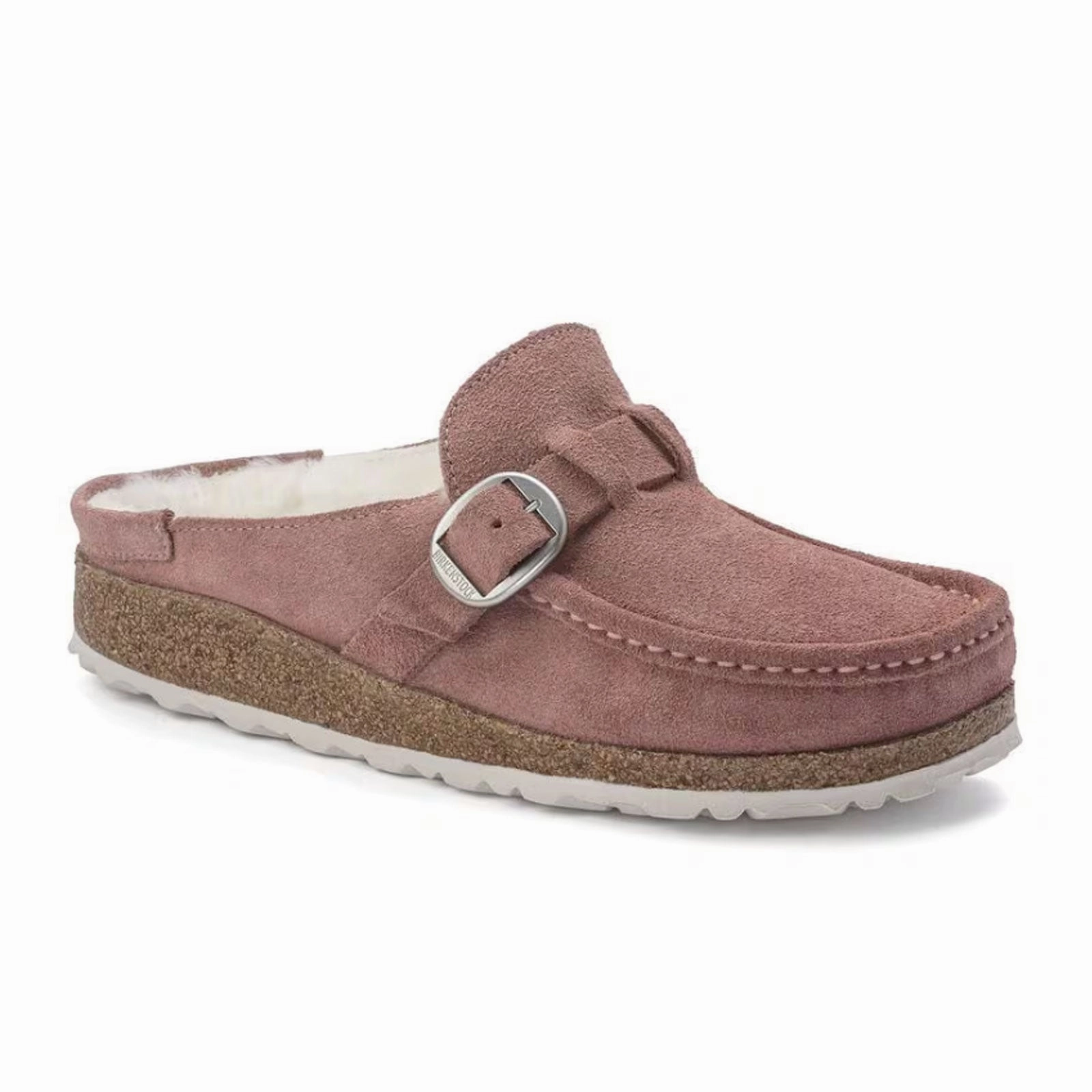 Gel Insert Birkenstock Buckley Narrow Clog (Women) - Pink Clay Suede/Natural Shearling