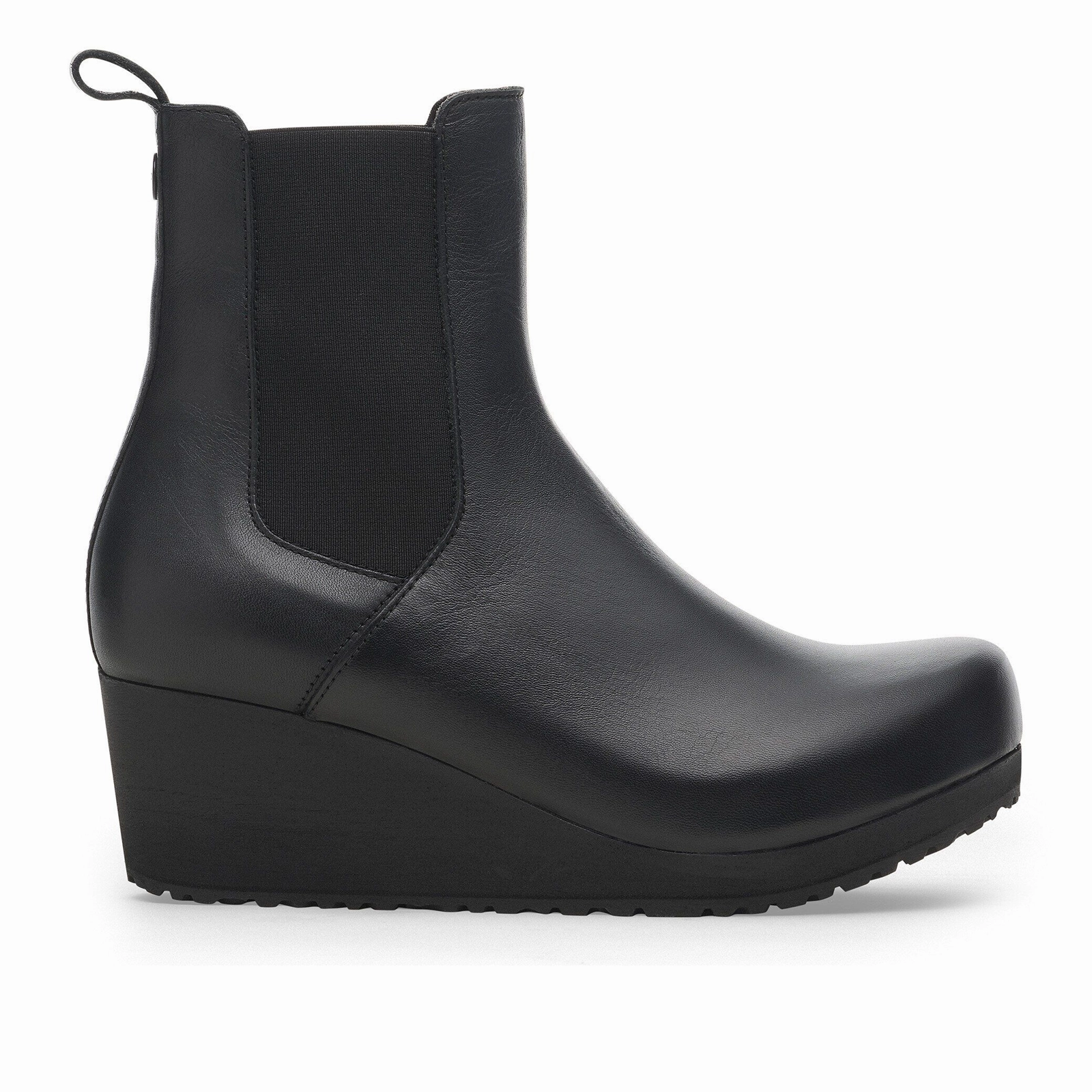 Birkenstock Ebba Narrow Chelsea Wedge Boot (Women) - Black Leather Cool Seasons