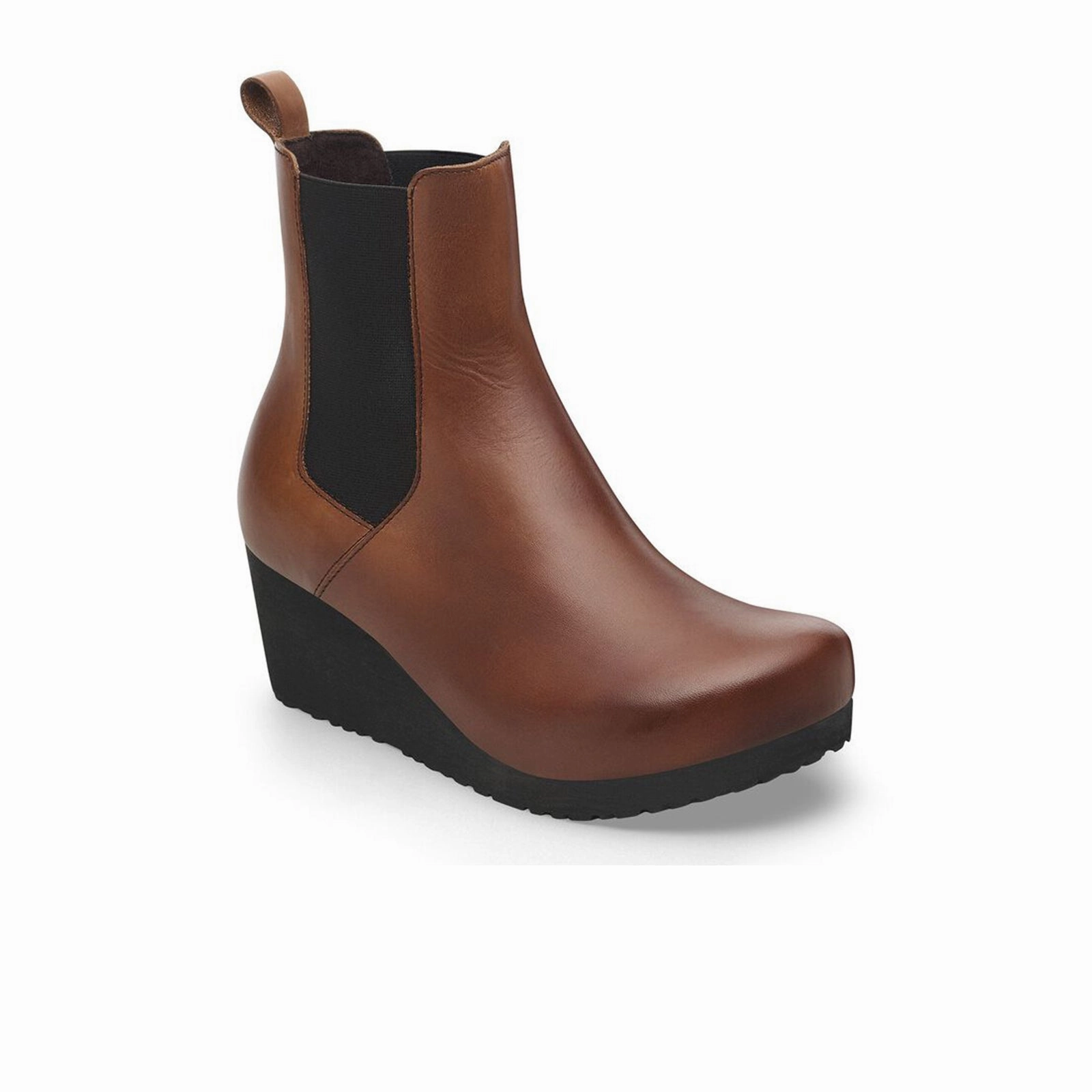 Birkenstock Ebba Narrow Chelsea Wedge Boot (Women) - Cognac Leather Strong Grip RubberOutsole