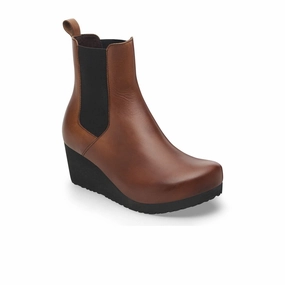 Birkenstock Ebba Narrow Chelsea Wedge Boot (Women) - Cognac Leather Strong Grip RubberOutsole