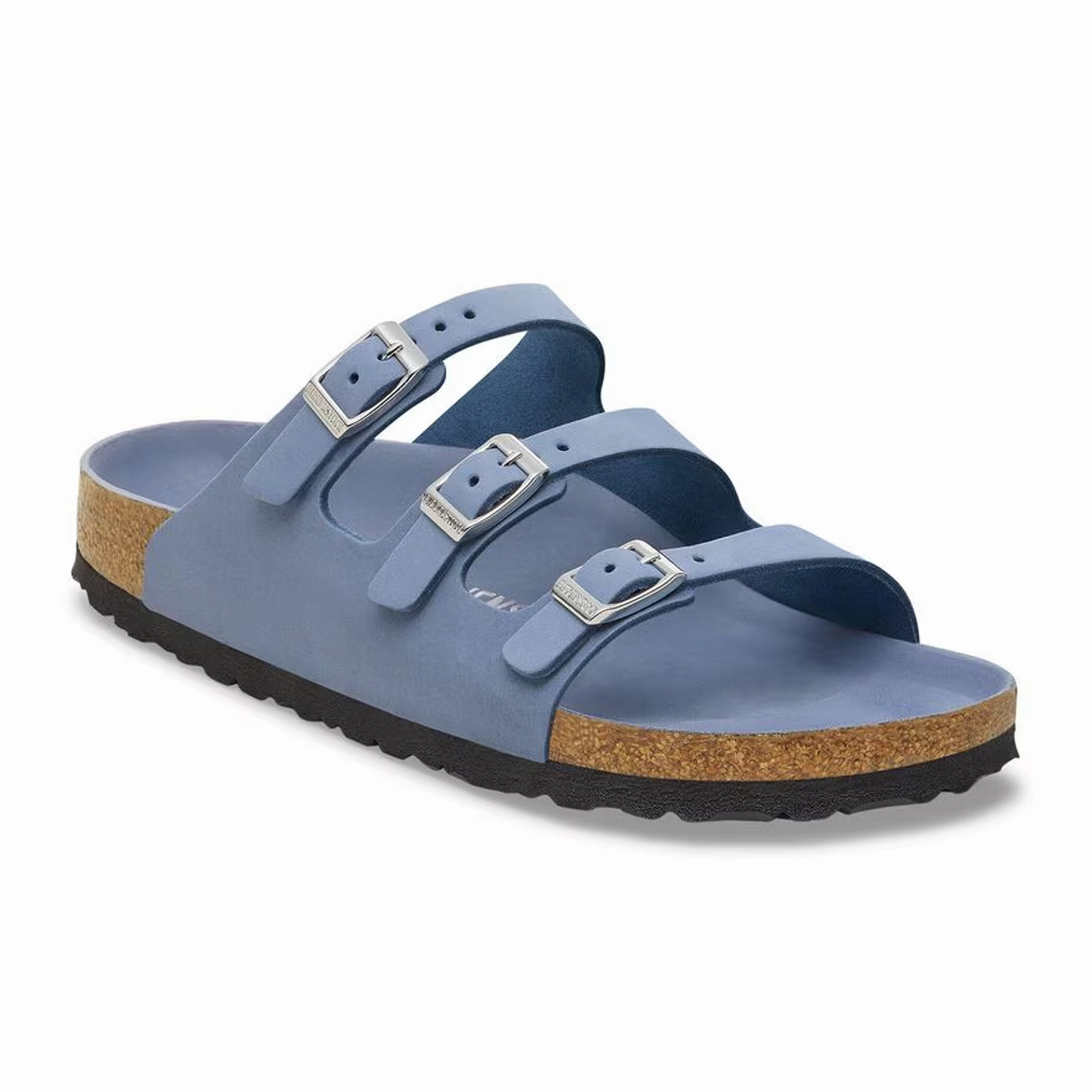 Birkenstock Florida Hex Slide Sandal (Women) - Stone Blue Nubuck day trip