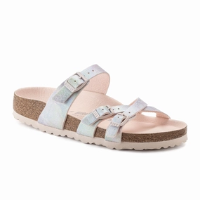 Birkenstock Franca Vegan Slide Sandal (Women) - Iridescent Light Rose Microfiber Flex Groove Engineering Grip Safe