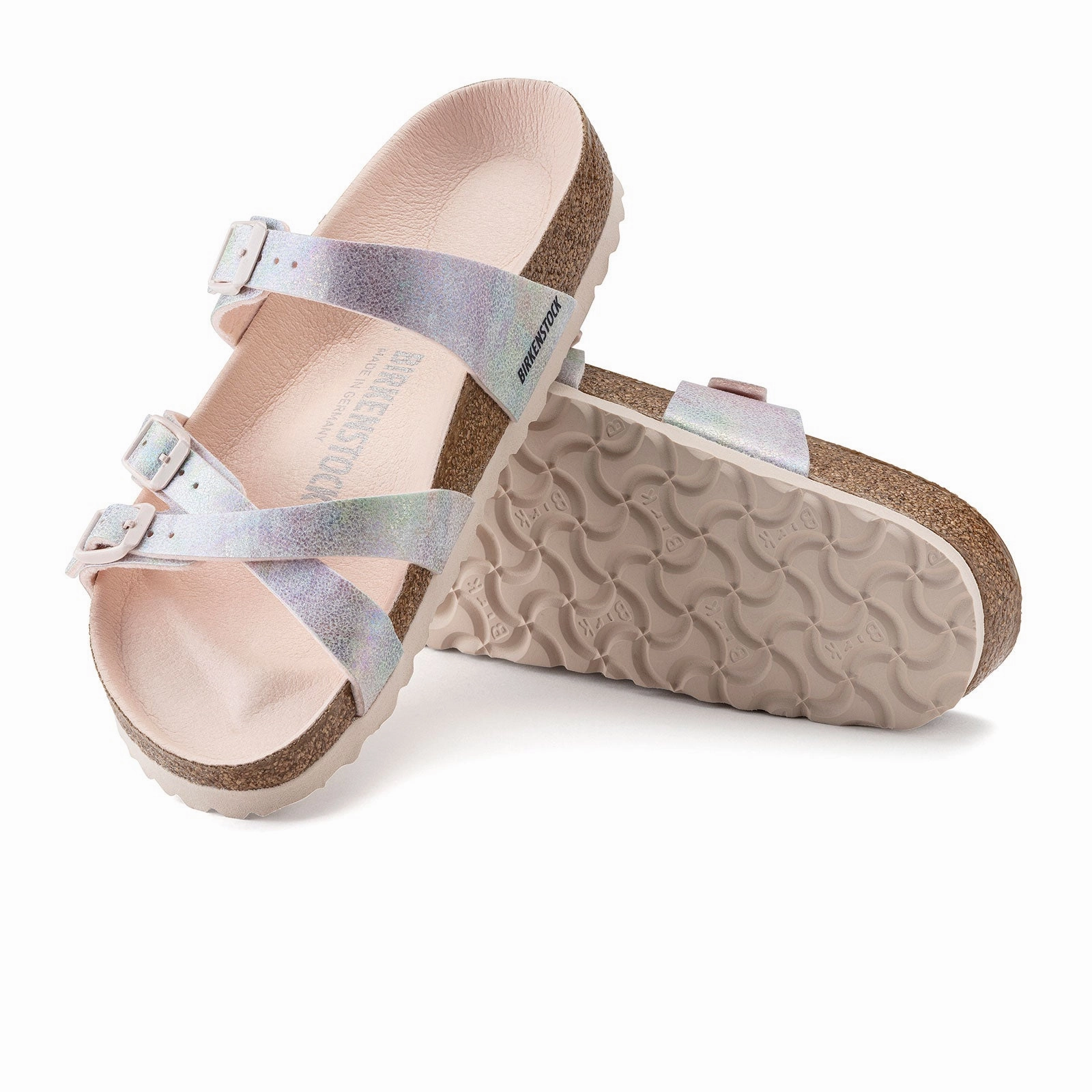 Birkenstock Franca Vegan Slide Sandal (Women) - Iridescent Light Rose Microfiber Chill Time