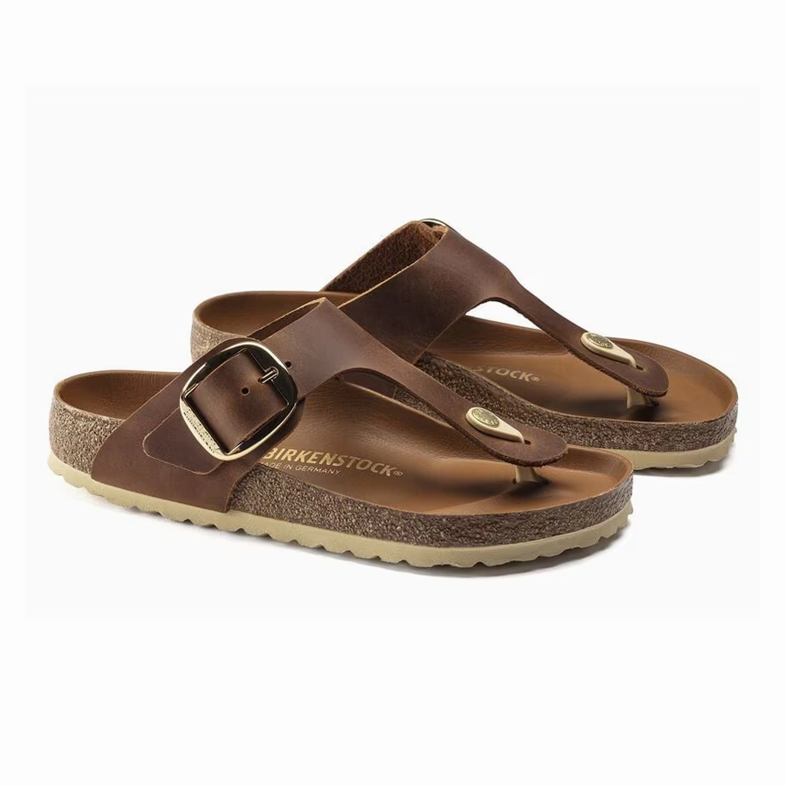 Birkenstock Gizeh Big Buckle Sandal (Women) - Cognac Leather Breathable mesh