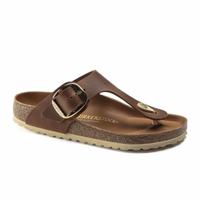 Flexible Fit Shoes Moisture Wicking Lining Birkenstock Gizeh Big Buckle Sandal (Women) - Cognac Leather