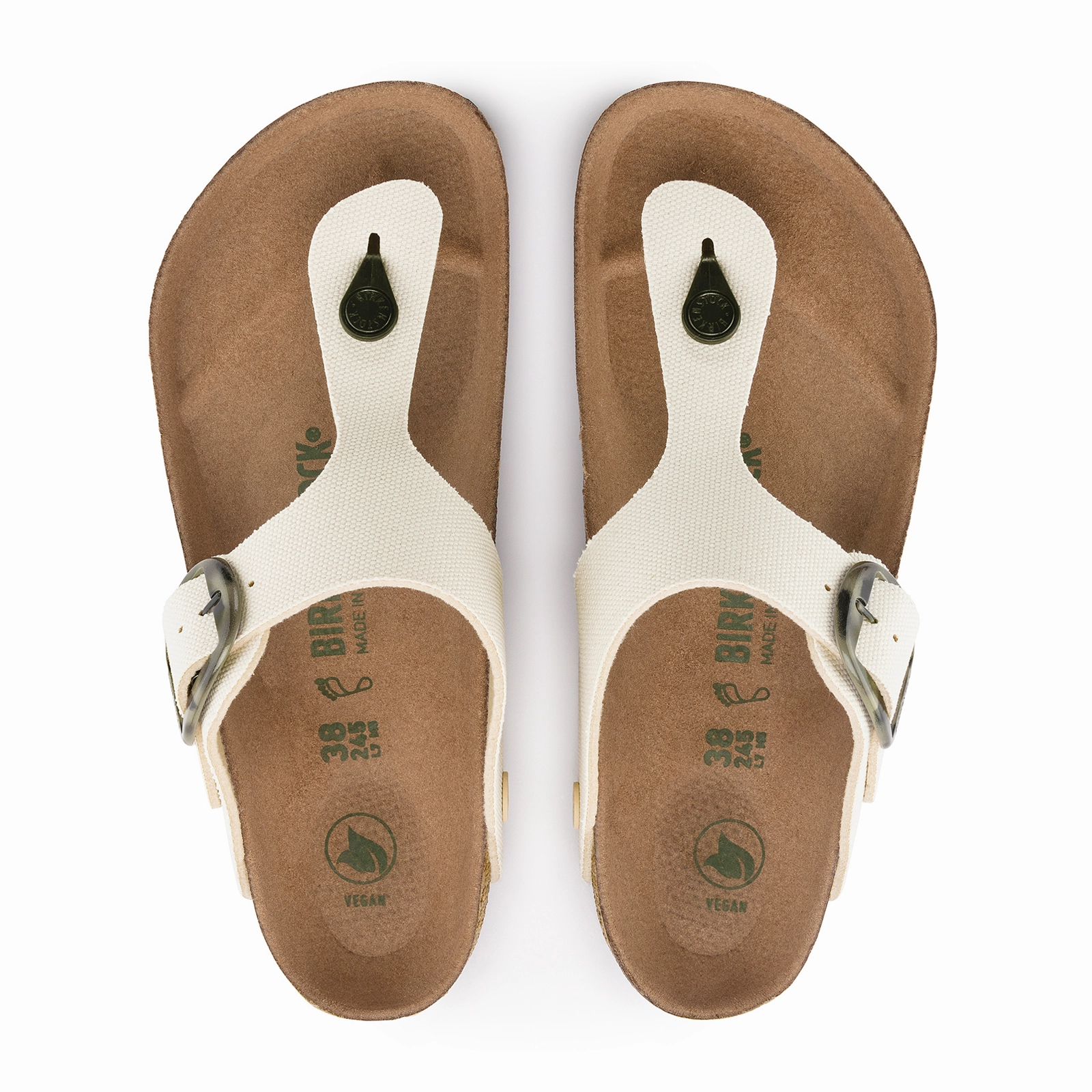 Beach Sandals for Men Relaxed Style Birkenstock Gizeh Big Buckle Vegan Sandal (Women) - Eggshell Canvas