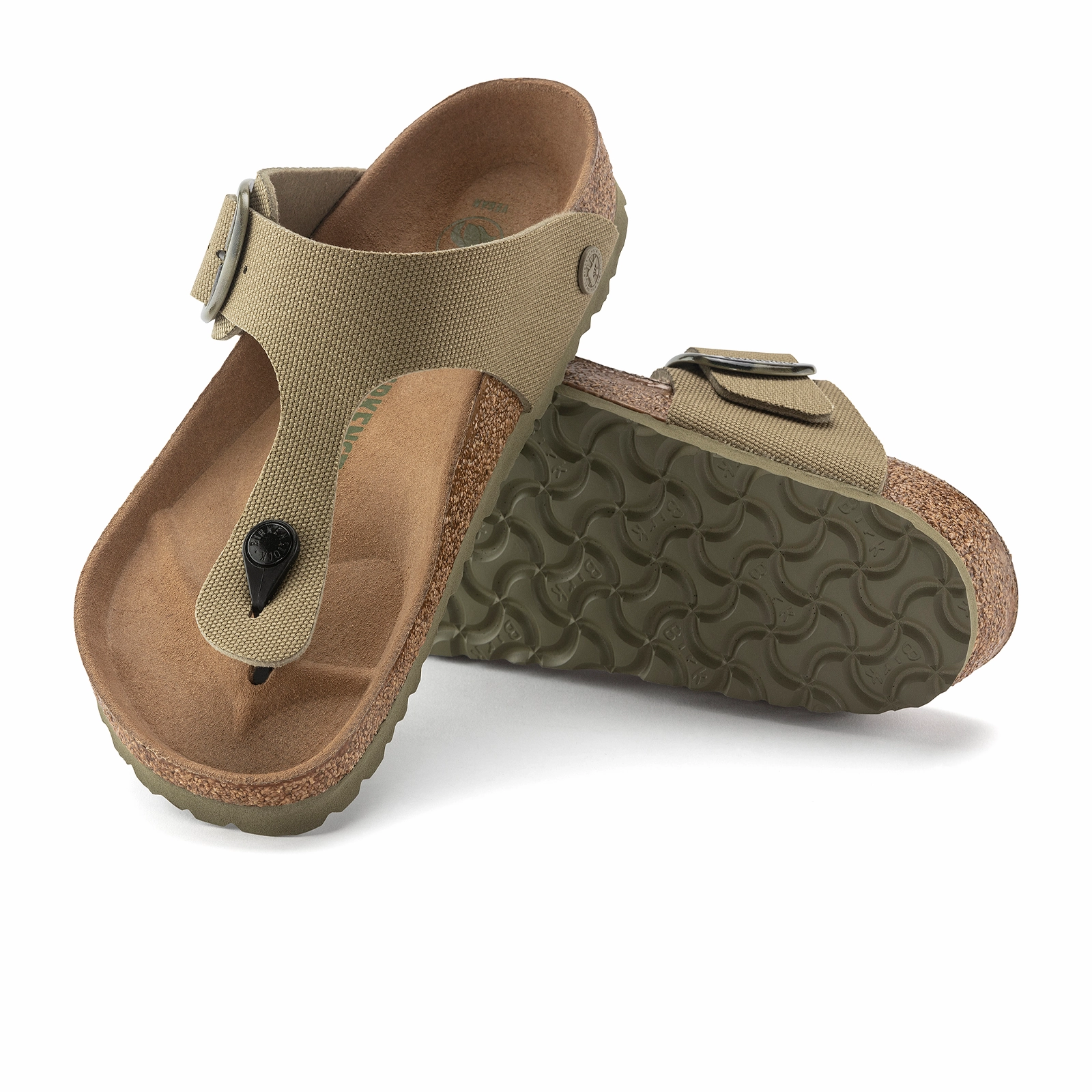 Birkenstock Gizeh Big Buckle Vegan Sandal (Women) - Faded Khaki Canvas Soft Mesh Tailored Fit