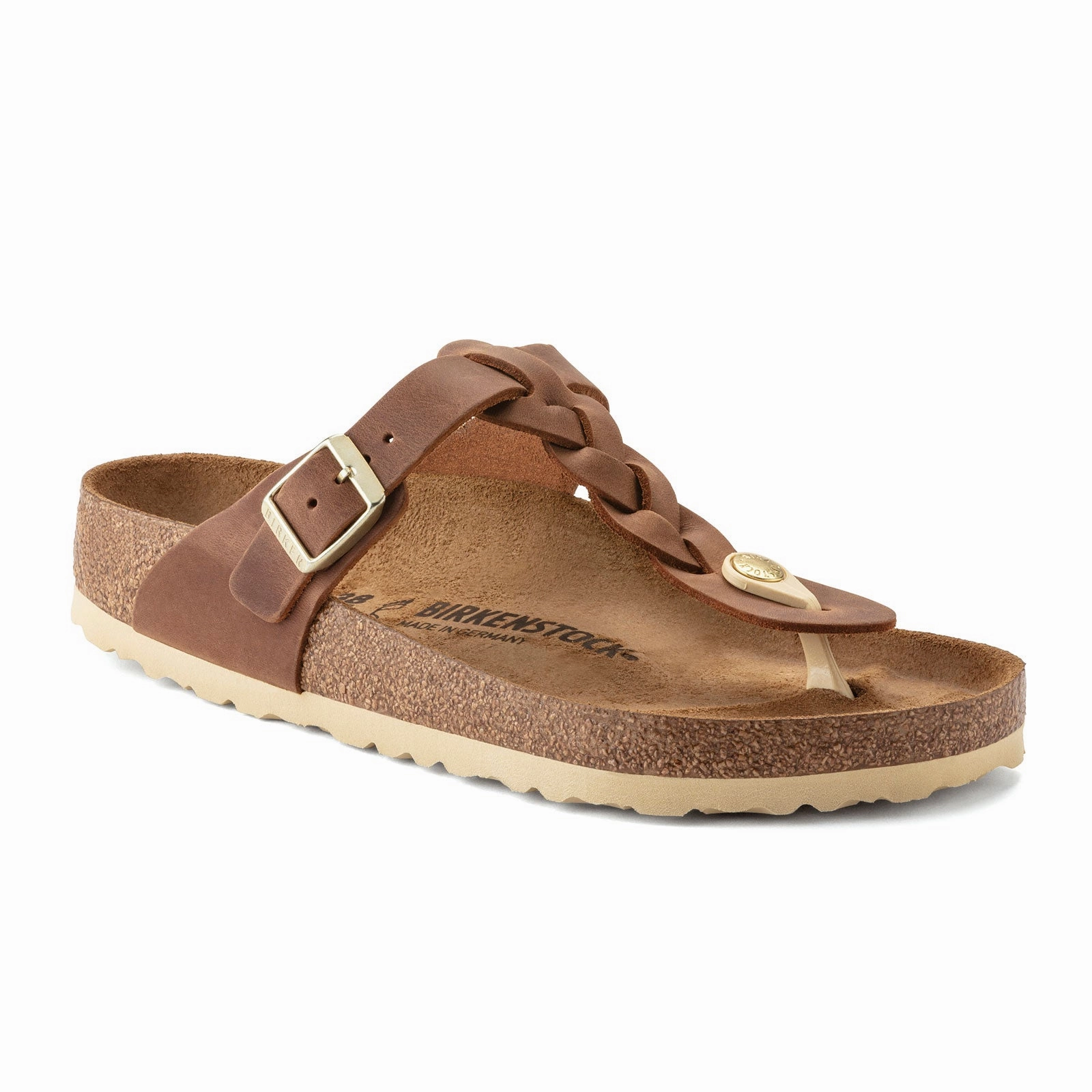All-Weather Footwear Birkenstock Gizeh Braid Sandal (Women) - Cognac Oiled Leather