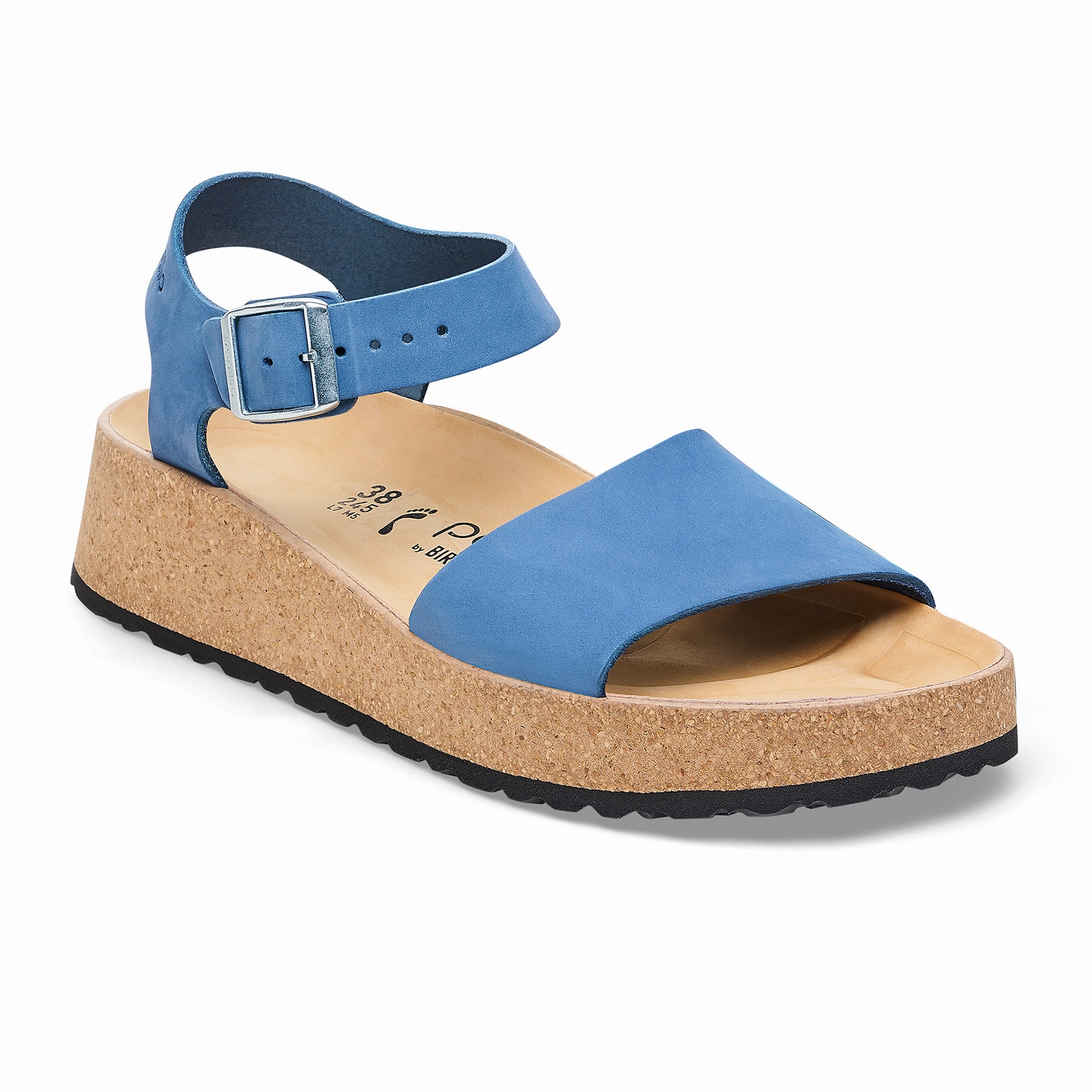 Birkenstock Glenda Narrow Wedge Sandal (Women) - Elemental Blue Nubuck Low Heel Summer Comfort