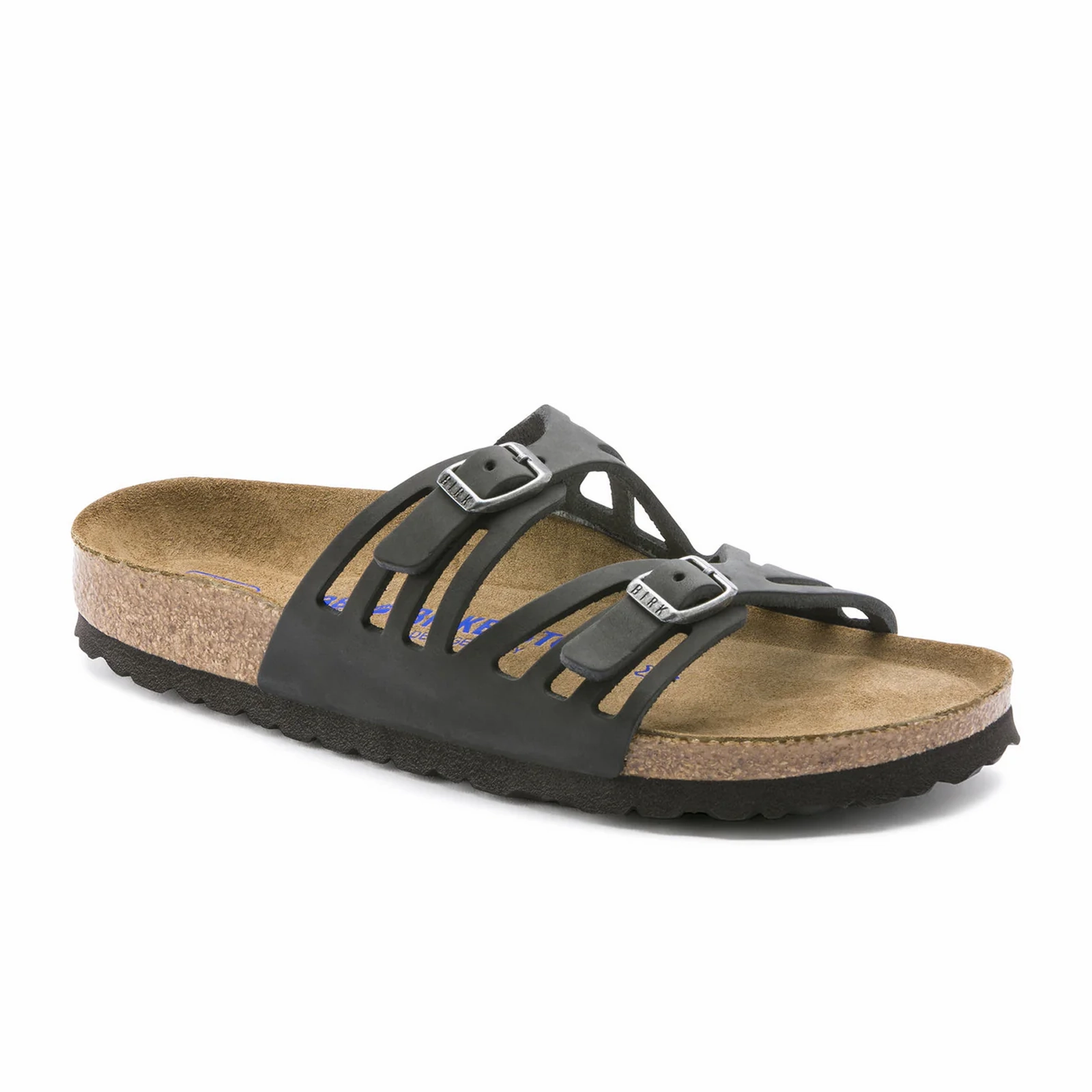 Foot Flex Birkenstock Granada Soft Footbed Slide Sandal (Women) - Black Oiled Leather