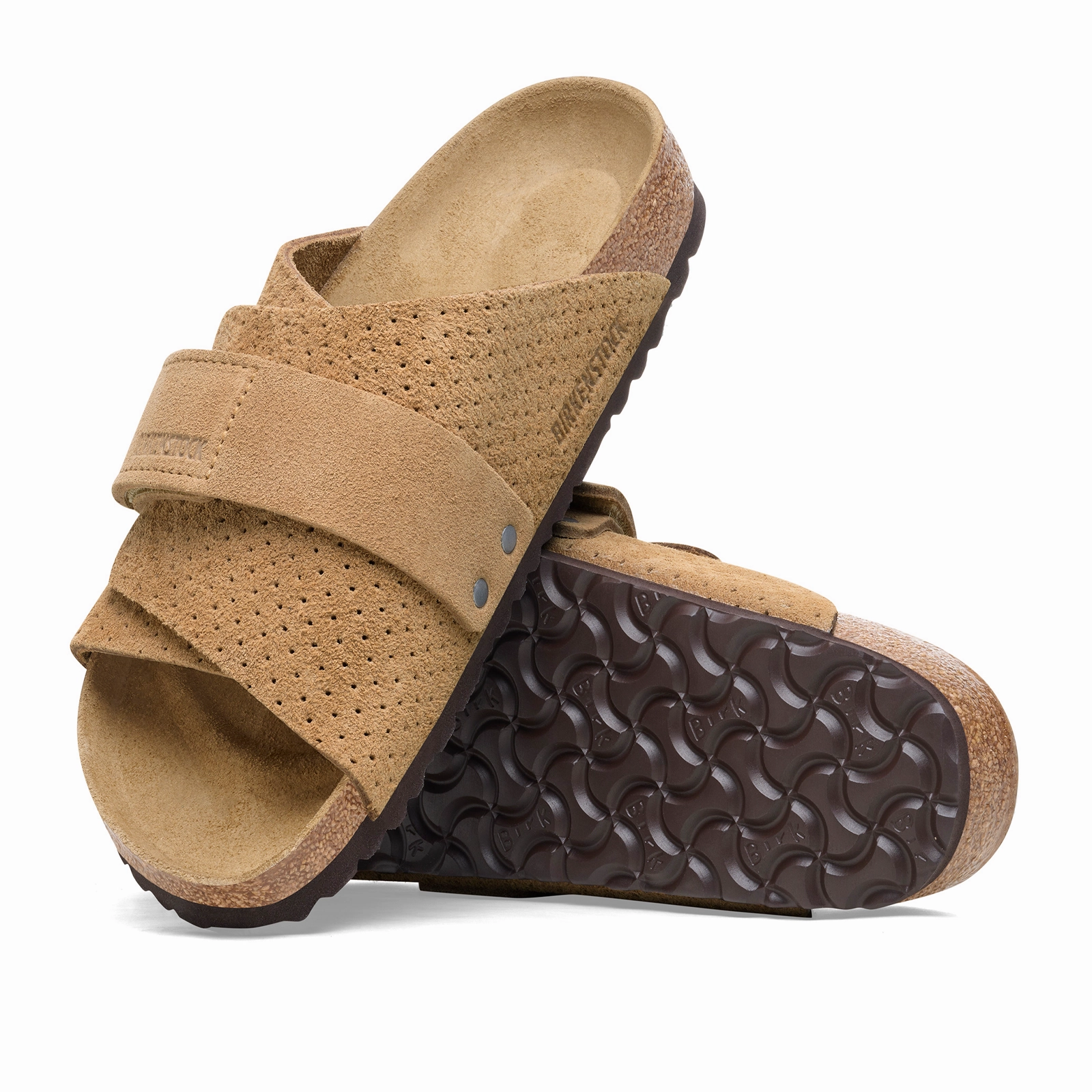 Closed Toe Birkenstock Kyoto Narrow Slide Sandal (Women) - Dotted New Beige Suede