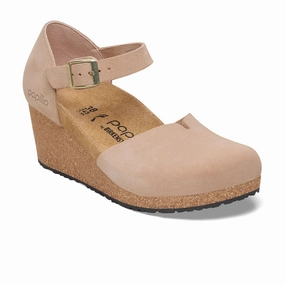 Beach Chic Zero Break In Comfort Birkenstock Mary Narrow Wedge Sandal (Women) - Warm Sand Suede