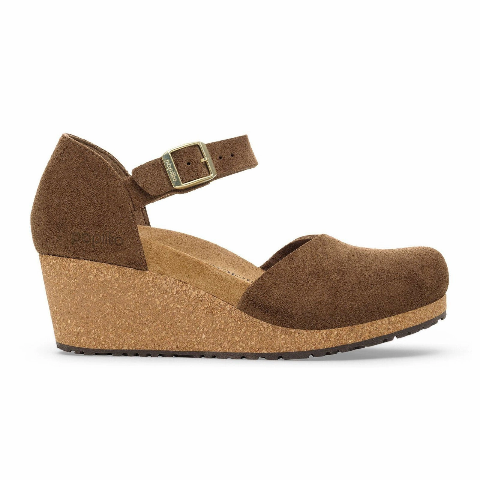 Birkenstock Mary Wedge Sandal (Women) - Dark Tea Suede Non Marking Outsole