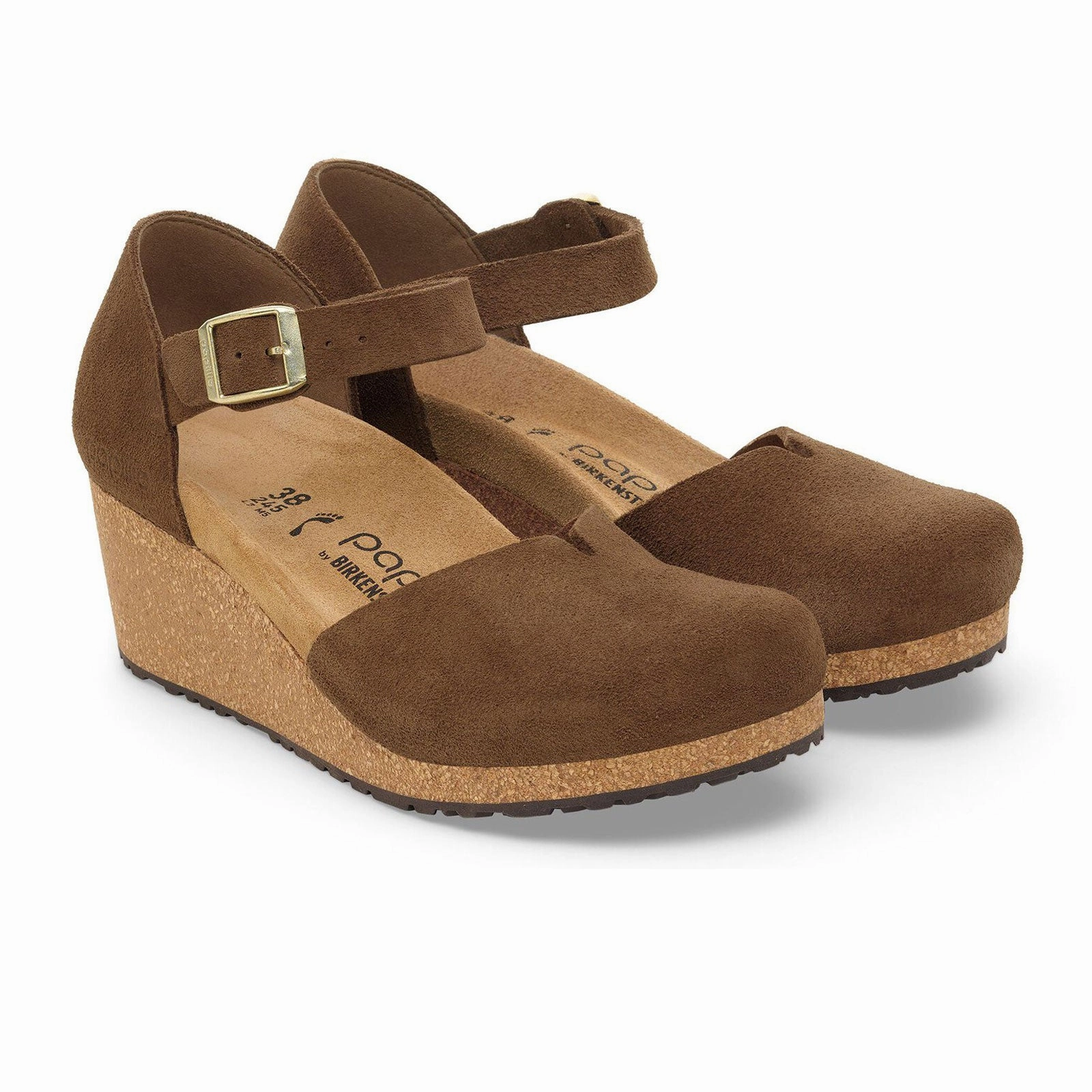 Comfortable And Versatile Ventilation Ports Birkenstock Mary Wedge Sandal (Women) - Dark Tea Suede