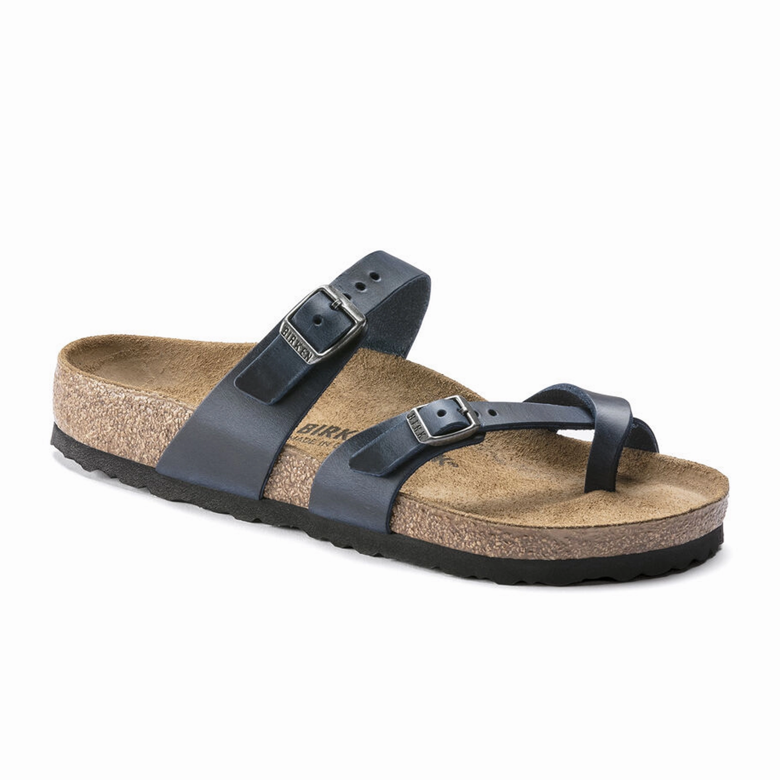 Relaxed Open Toe Shoes Pressure Relief Zones Birkenstock Mayari Sandal (Women) - Blue Oiled Leather
