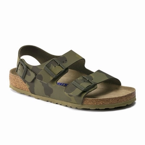 Adjustable Backstrap Closure Birkenstock Milano Soft Footbed Backstrap Sandal (Men) - Desert Soil Camo Green Birko-Flor