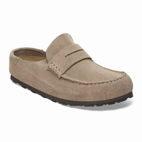 Birkenstock Naples Wrapped Clog (Men) - Taupe Suede Pressure Relief Cushioning Day Comfort