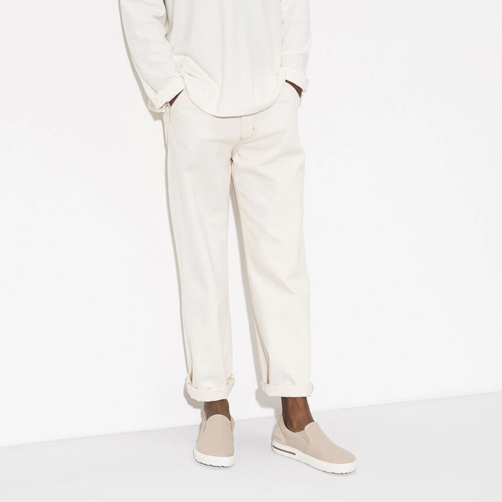 Quick Release Buckle Relaxed Walk Birkenstock Oswego Slip On Sneaker (Men) - Sandcastle Canvas