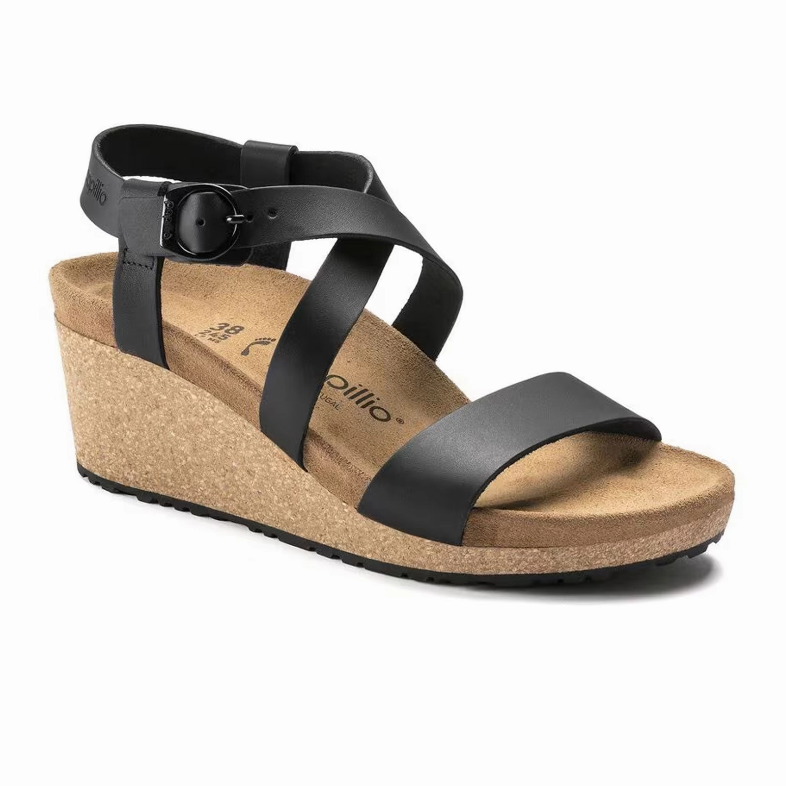 Birkenstock Sibyl Ring-Buckle Narrow Wedge Sandal (Women) - Black Wardrobe Staple Zero Drop Platform
