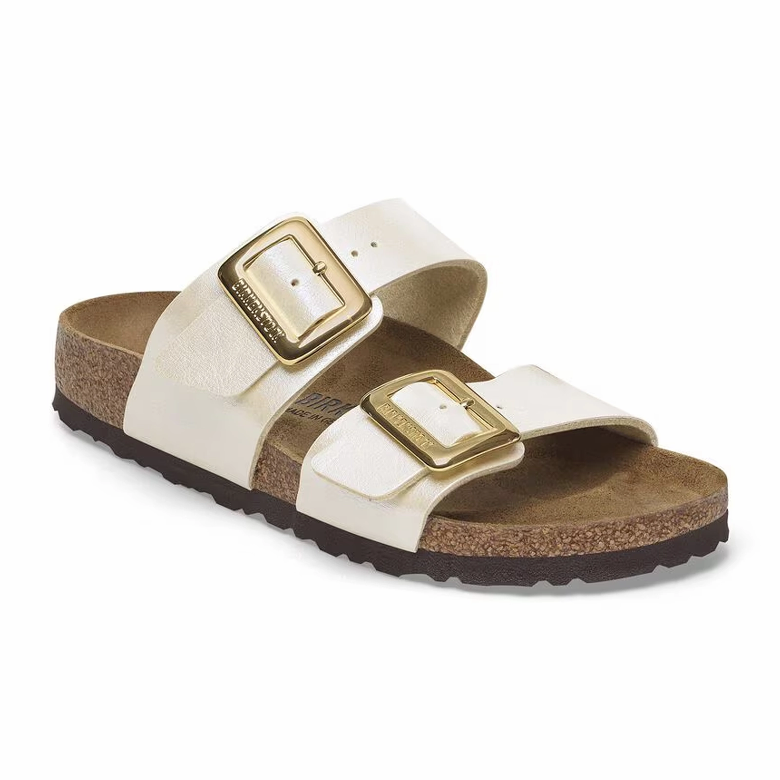 Birkenstock Sydney Luxe Buckle Narrow Slide Sandal (Women) - Graceful Pearl White Seamless lining quick dry